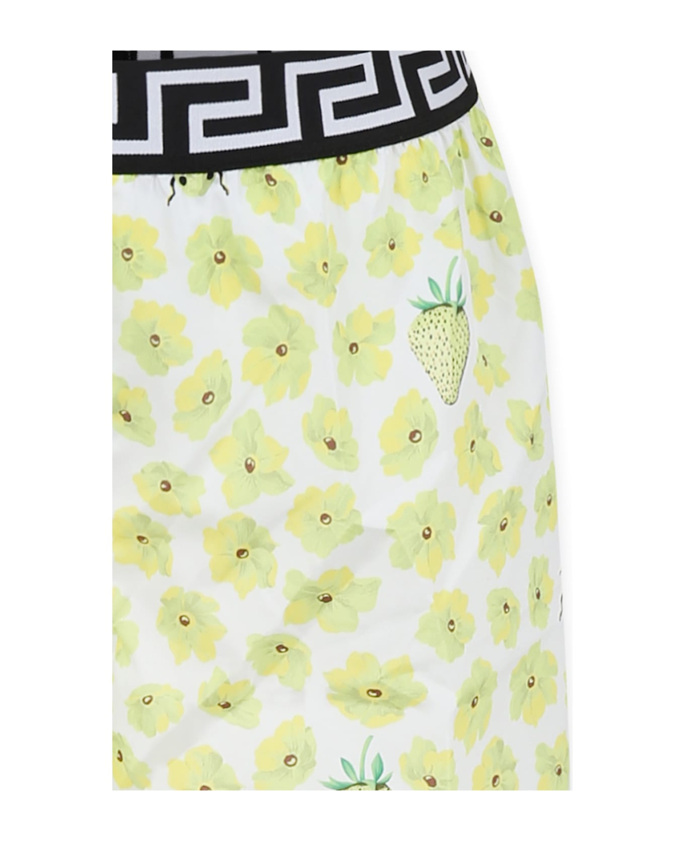 Versace Yellow Swim Shorts For Boy With Floral Print - Yellow