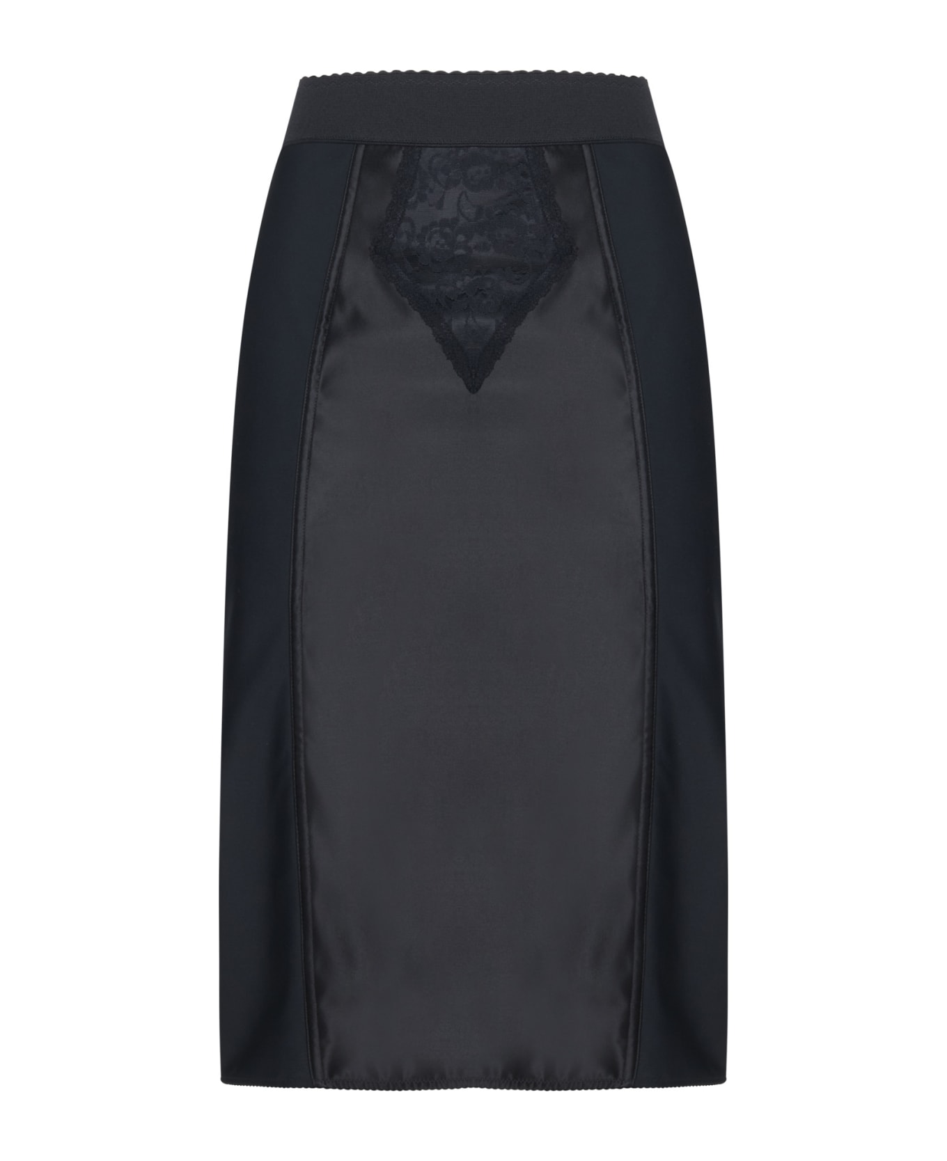Dolce & Gabbana Powernet And Satin Midi Skirt - Black