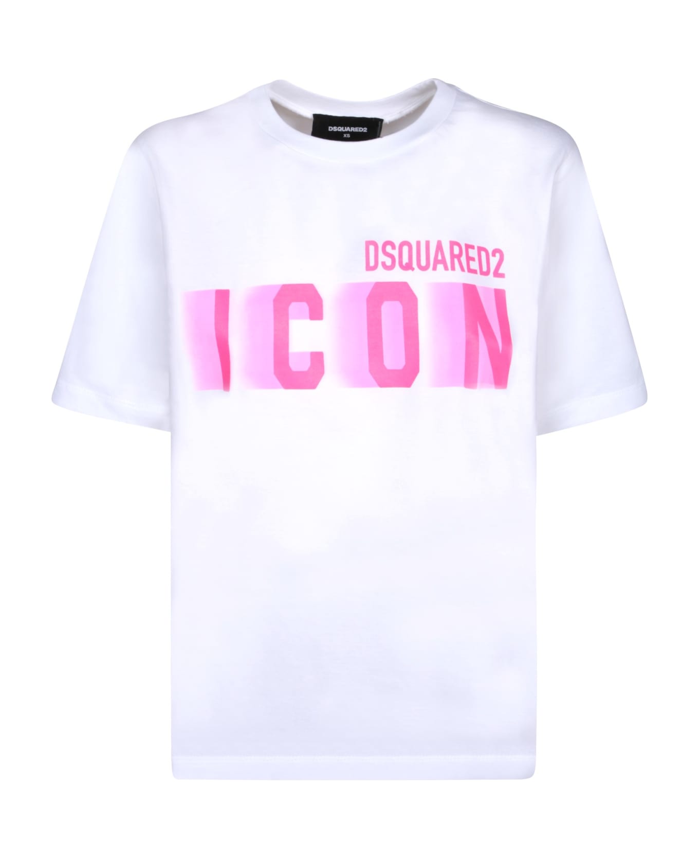 Dsquared2 Icon Blur Easy Fit T-shirt - WHITE-PINK FLUO Tシャツ