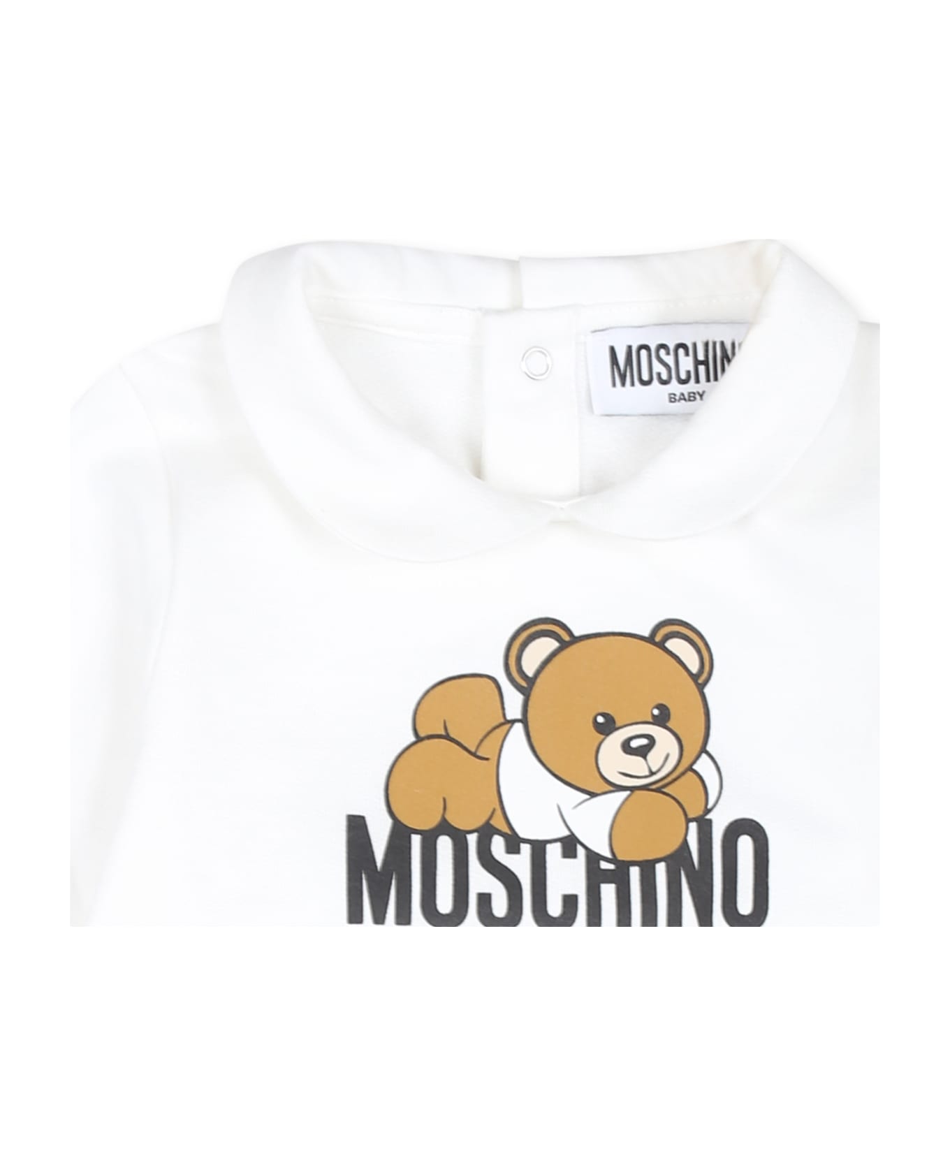 Moschino Beige Babygrow For Babykids With Lying Teddy Bear - Beige