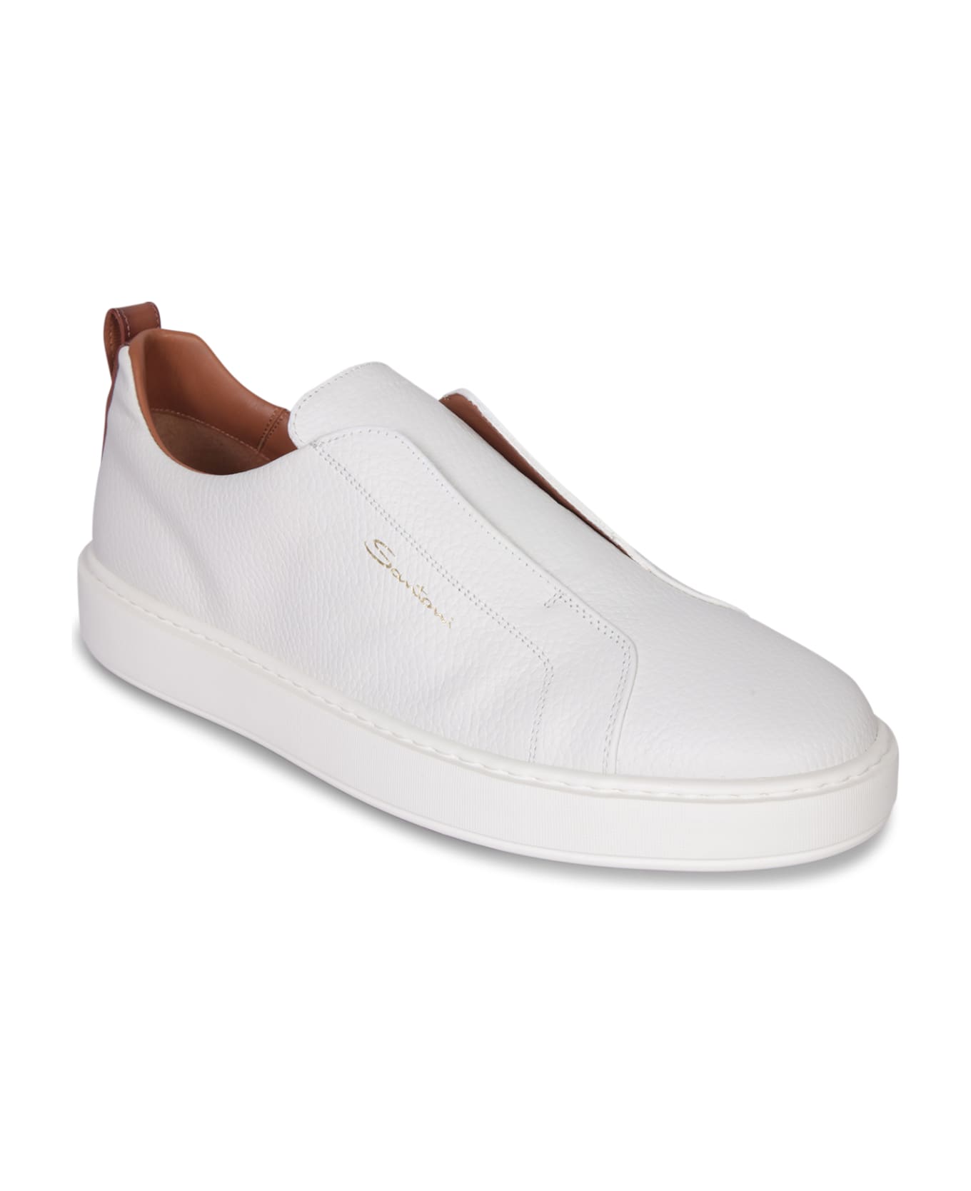 Santoni Victory Grain White Sneakers - White