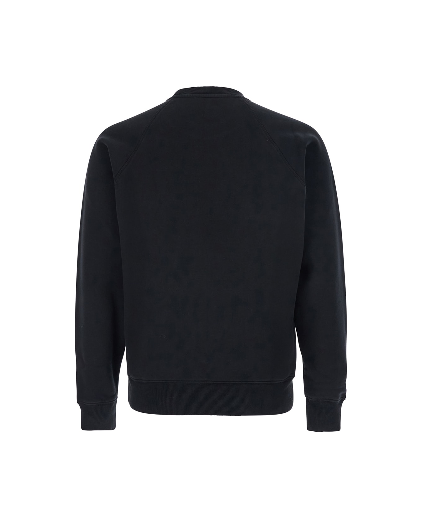 Tom Ford Black Crewneck Sweatshirt With Logo Patch On The Front In Cotton Man - Black
