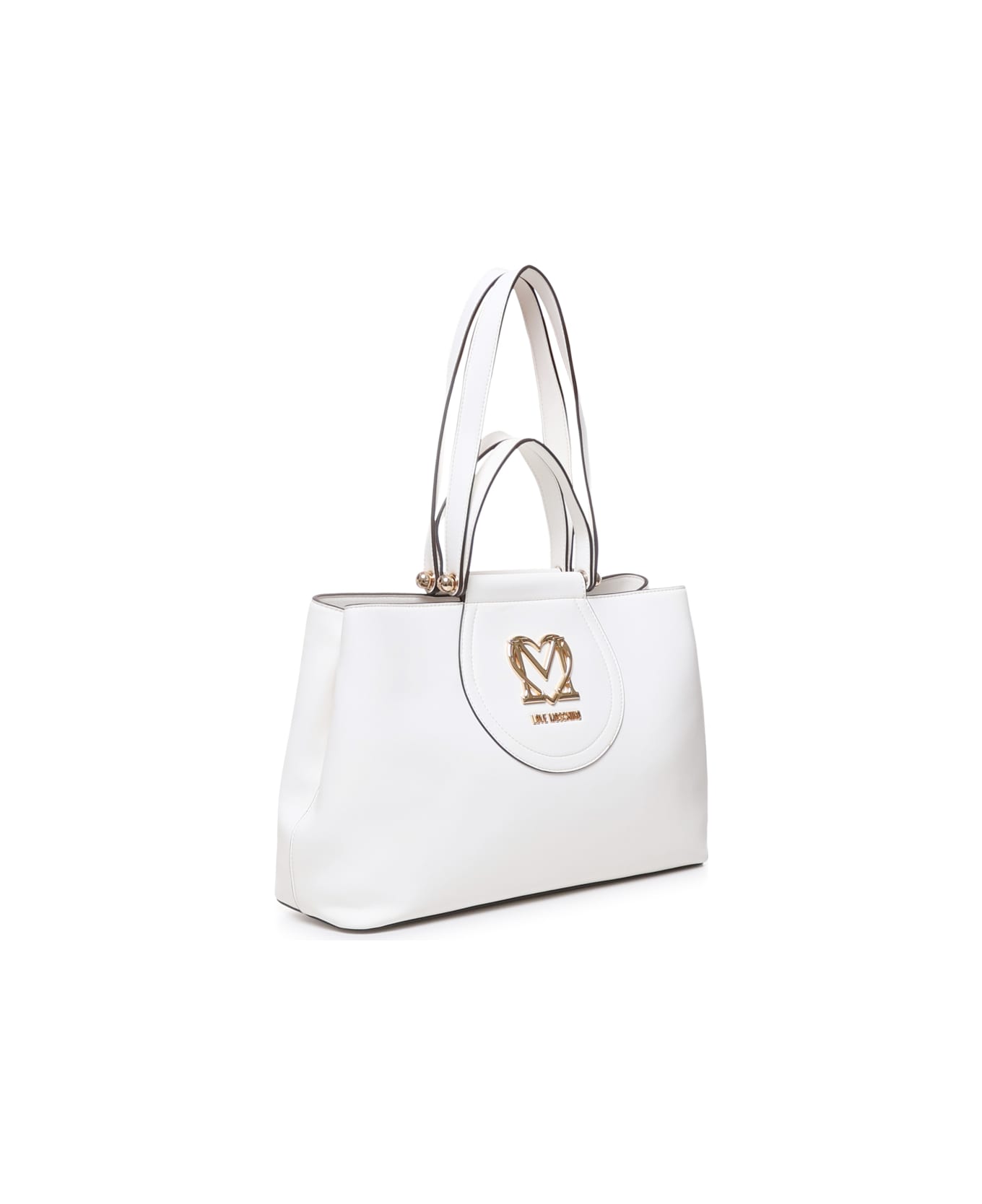 Love Moschino Tote Bag With Logo Plaque - White トートバッグ