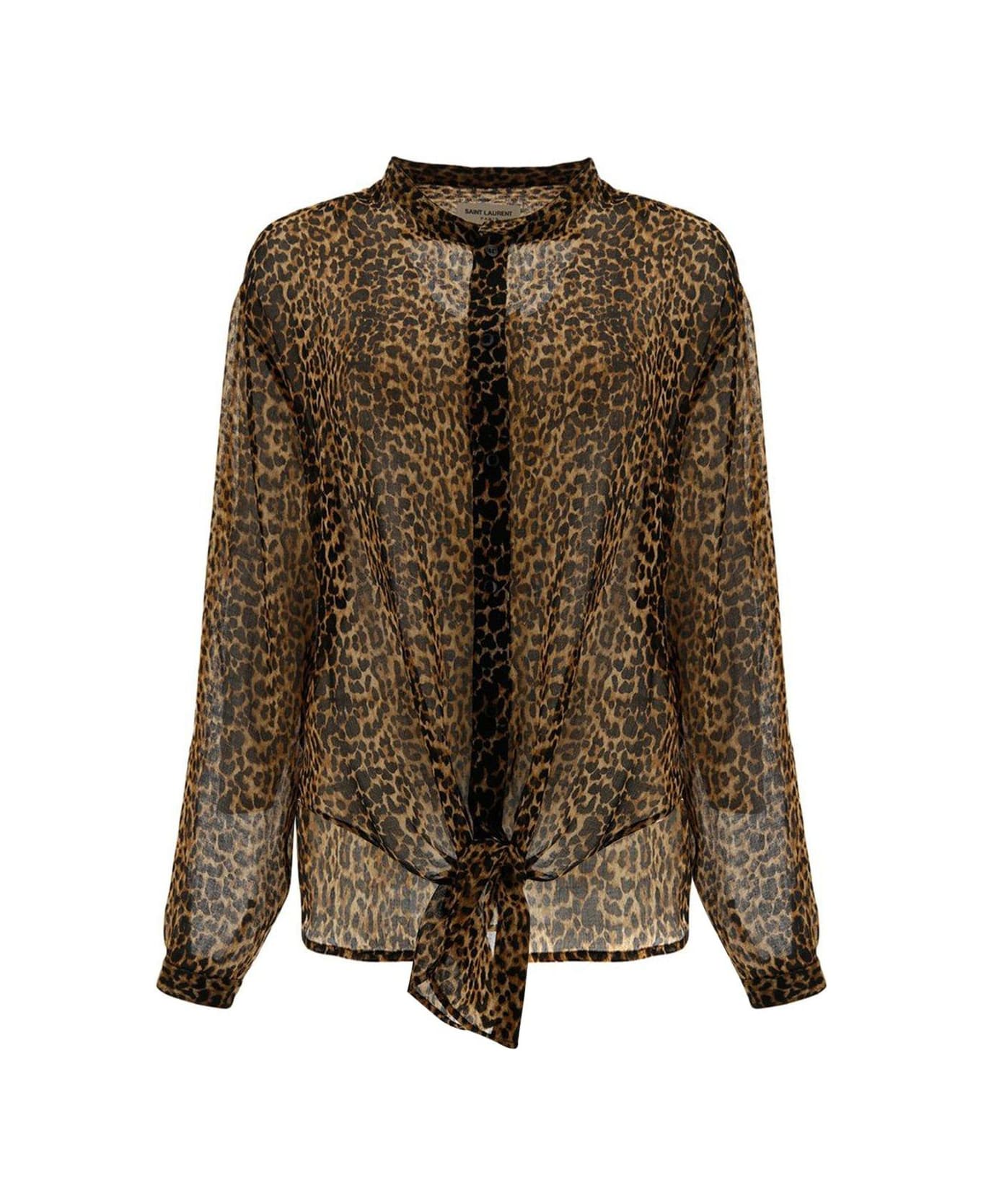 Saint Laurent Leopard Print Sheer Shirt - ANIMALIER