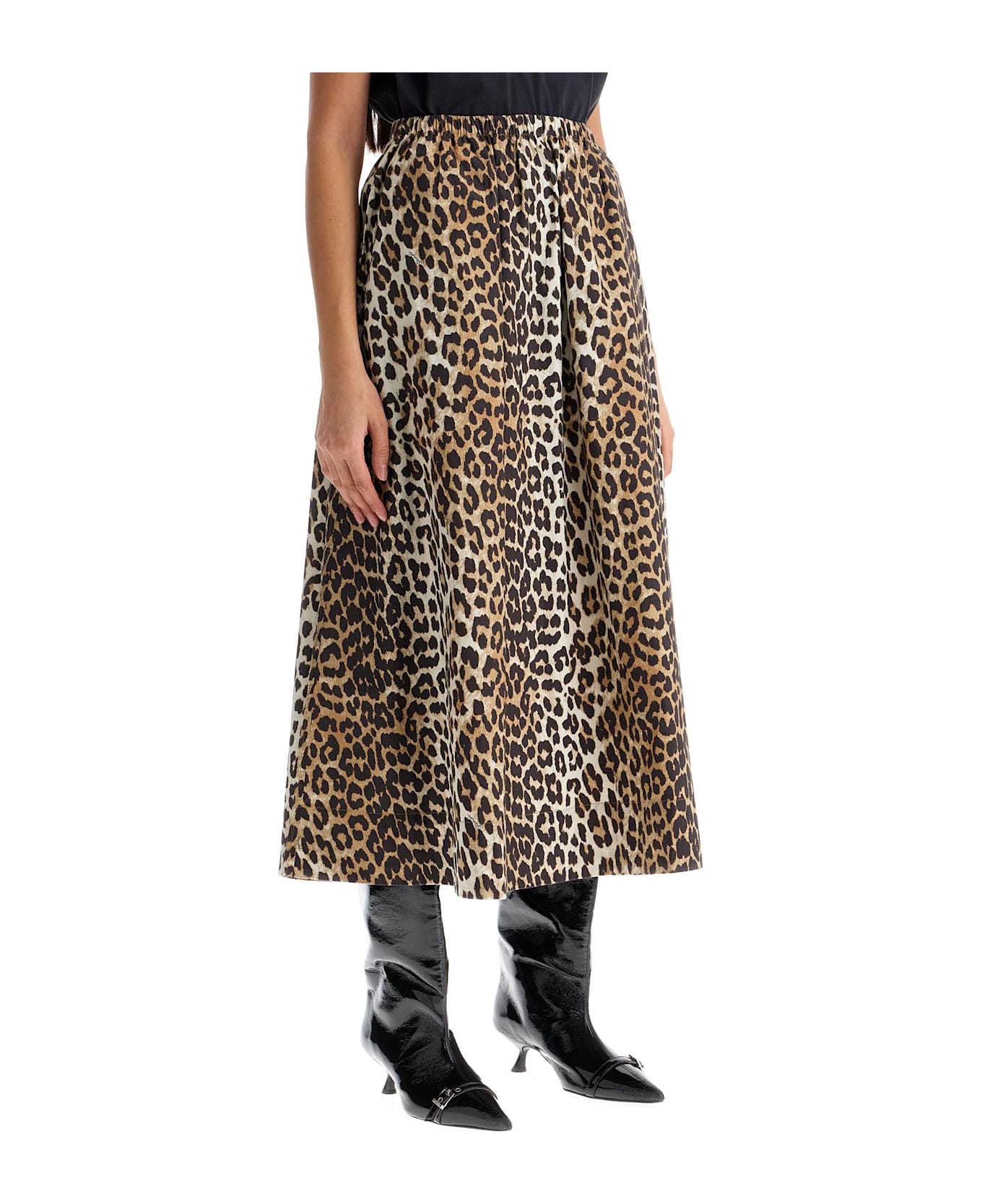 Ganni Long Leopard Print Maxi Skirt - LEOPARD (Brown)