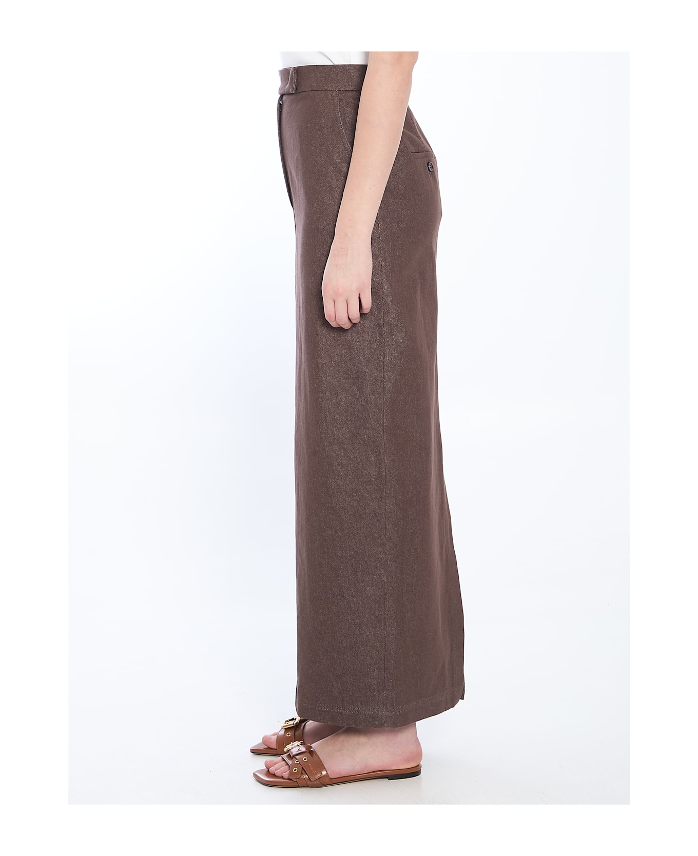 Max Mara Cotton With Denim Effect Long Skirt - Blue