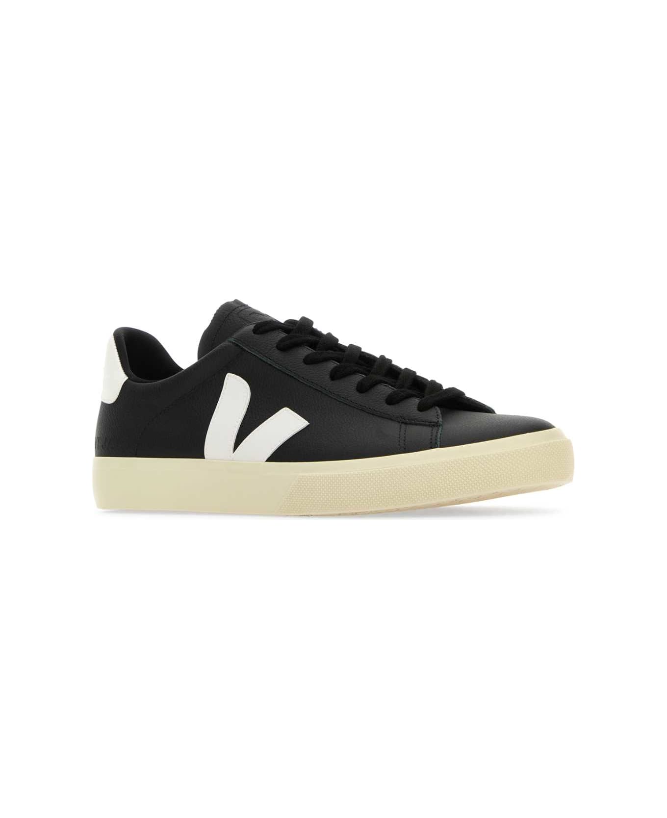 Veja Black Chromefree Leather Campo Sneakers - BLACKWHITE