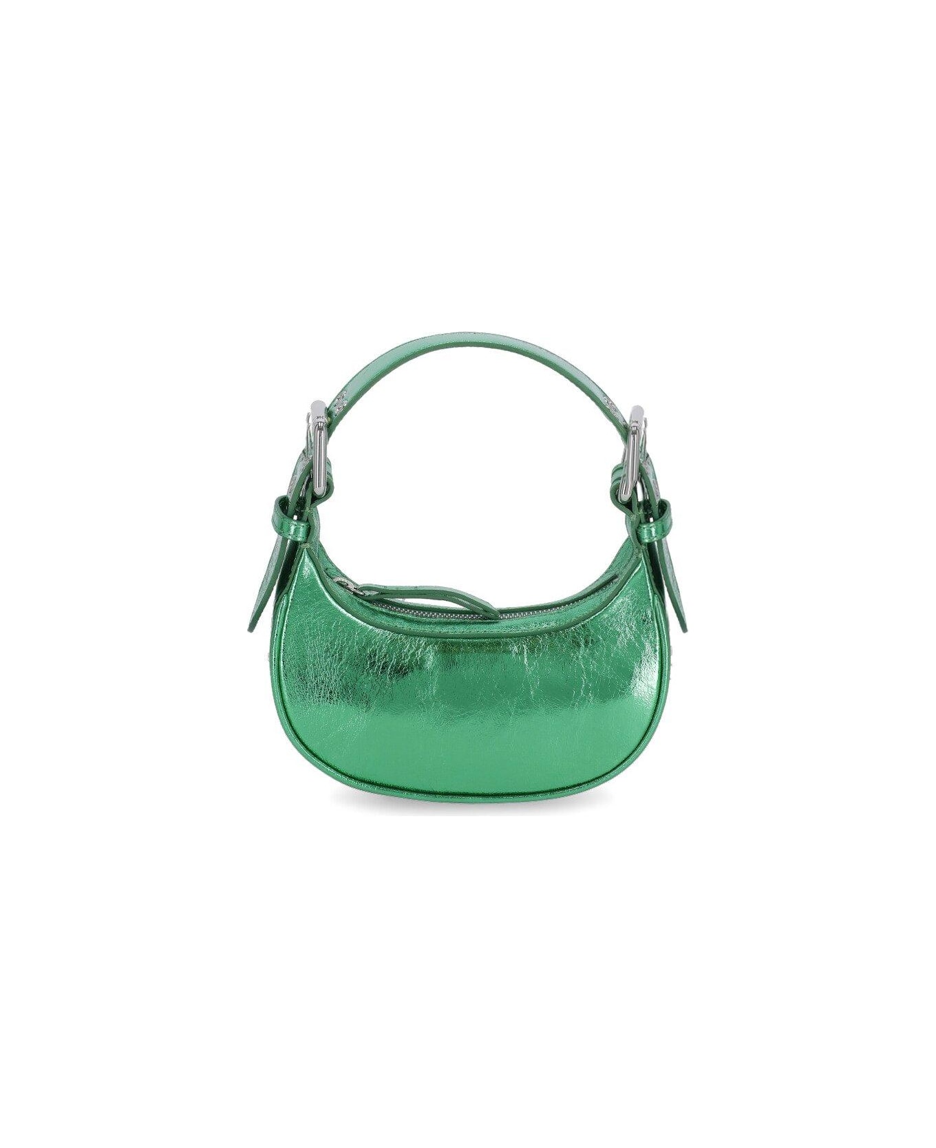 BY FAR Metallic Zipped Shoulder Bag - Green