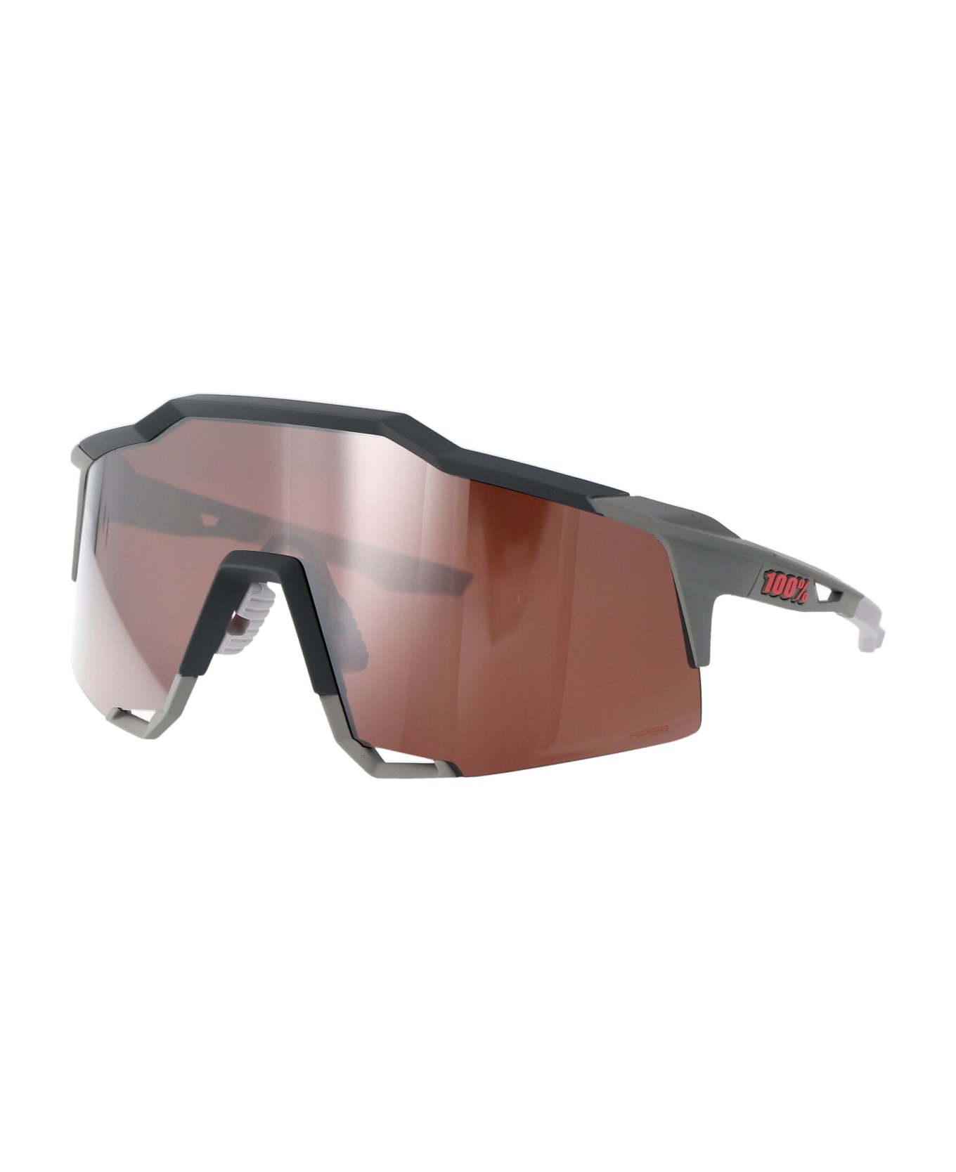 100% Speedcraft Sunglasses - Soft Tact Stone Grey - HiPER Crimson Silver Mirror Lens