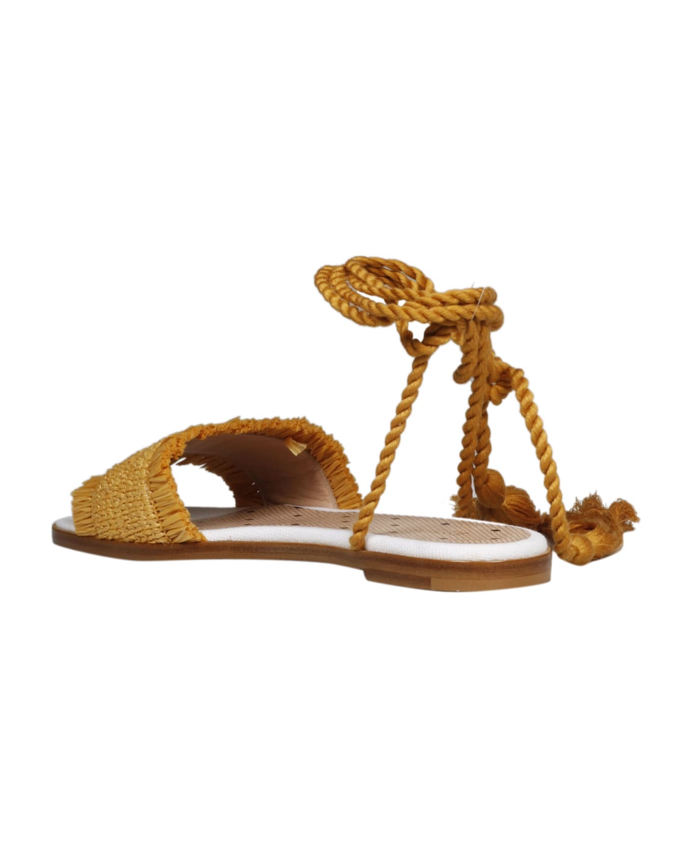 RED Valentino Raffia Flat Sandals - Yellow 
Orange