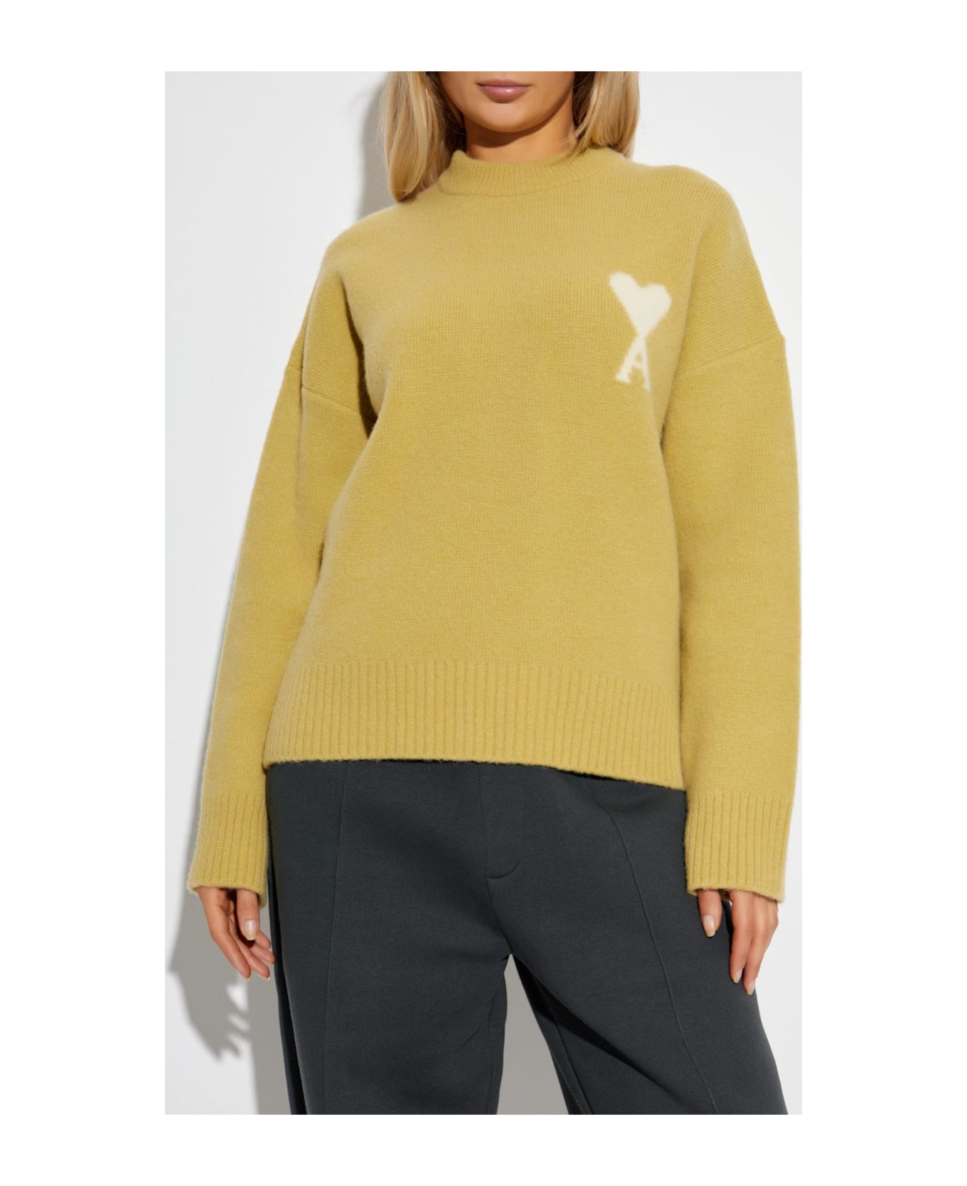 Ami Alexandre Mattiussi Wool Sweater With Logo - GREEN