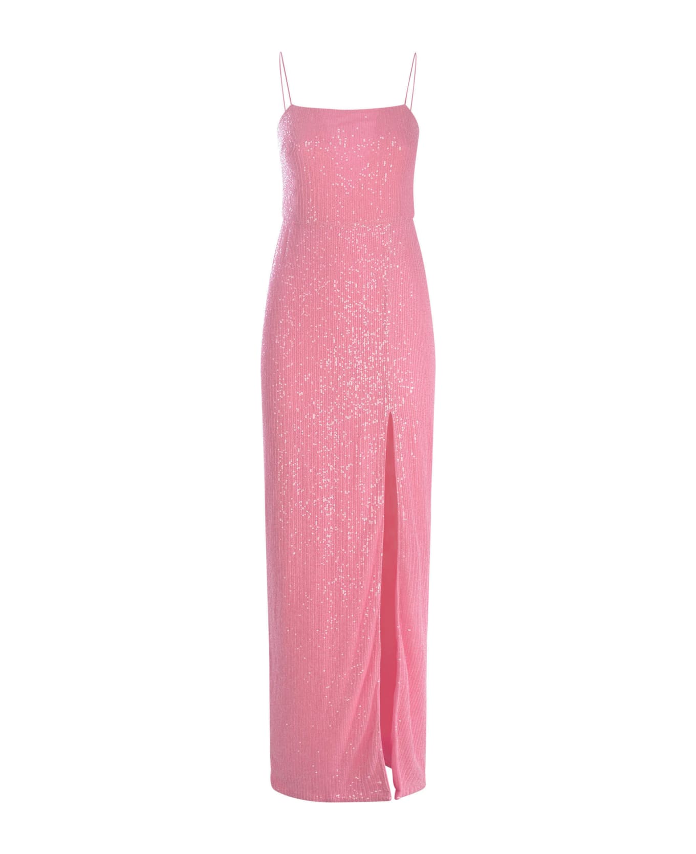 Rotate by Birger Christensen Long Dress Rotate "begonia Pink" In Micro Sequins - Rosa