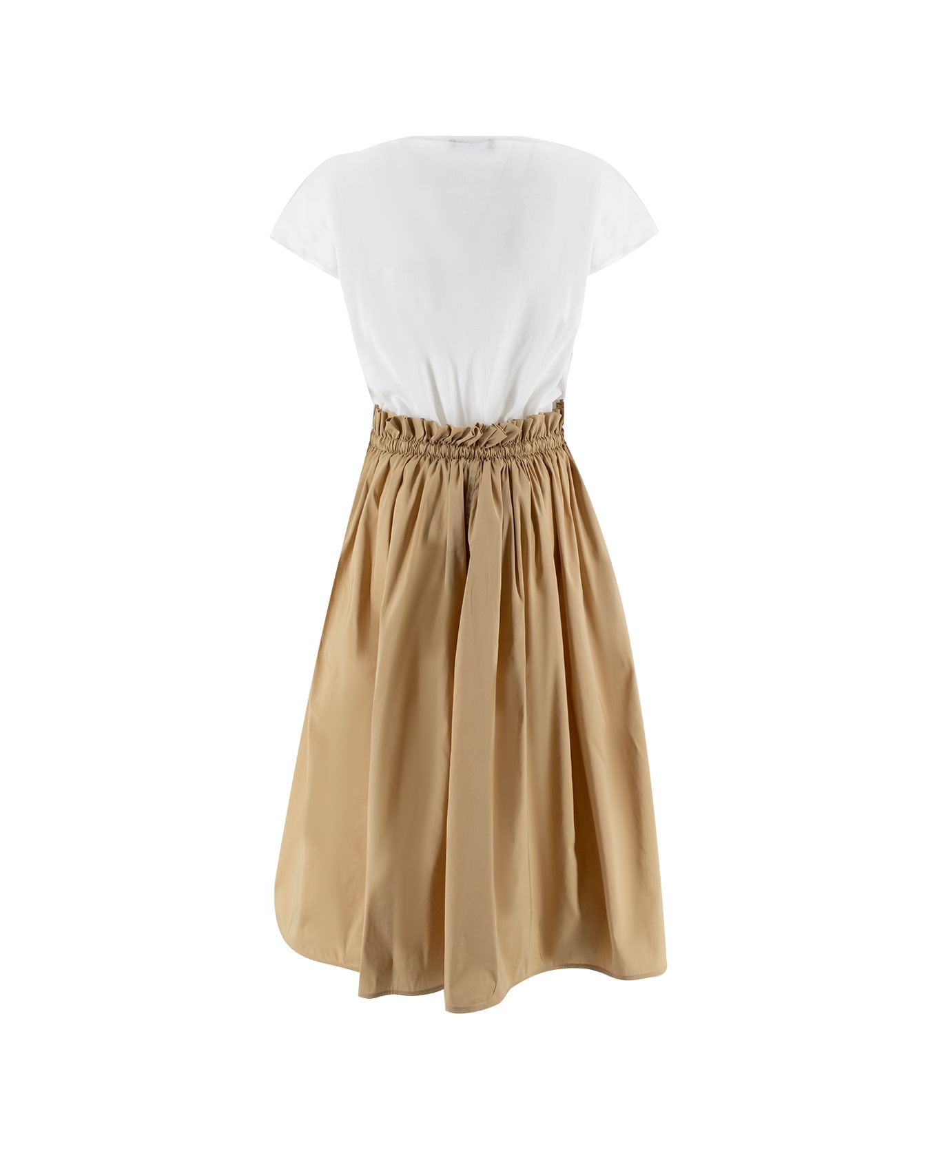 Fabiana Filippi Ruffled Detail Dress - BIANCO OTTICO/SABBIA