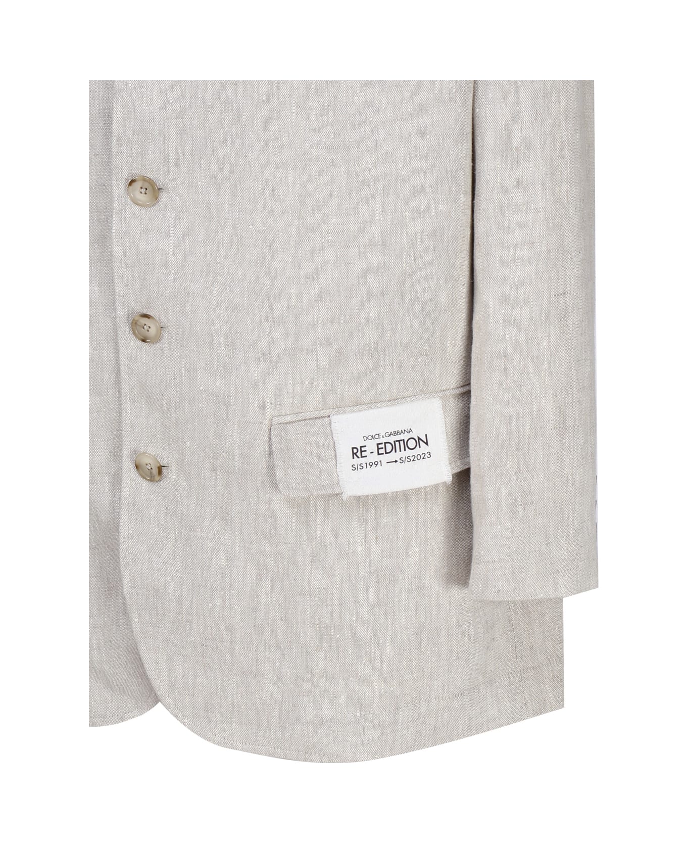 Dolce & Gabbana Single-breasted Jacket In Linen And Viscose - Beige