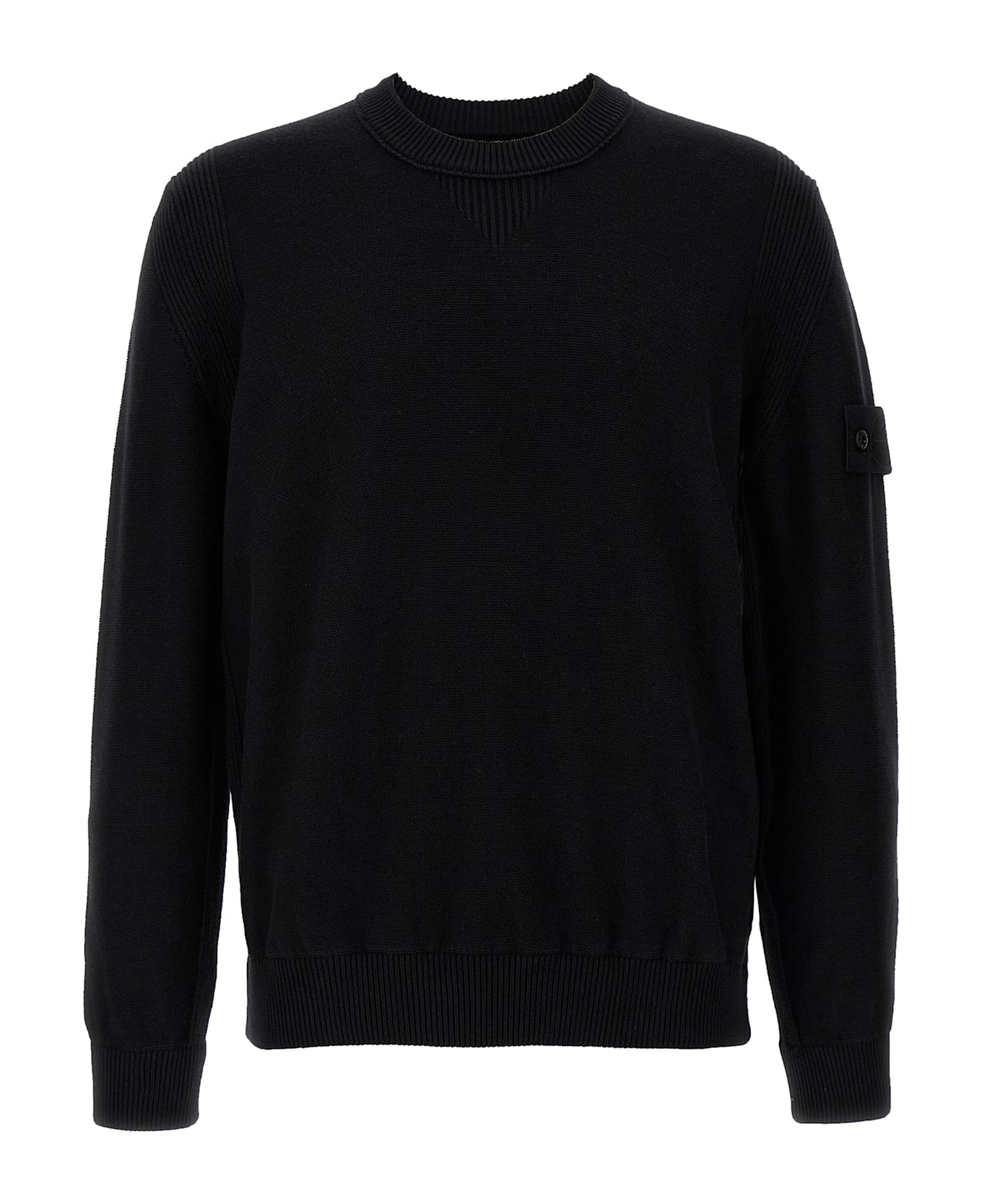 Stone Island Logo Badge Sweater - Black