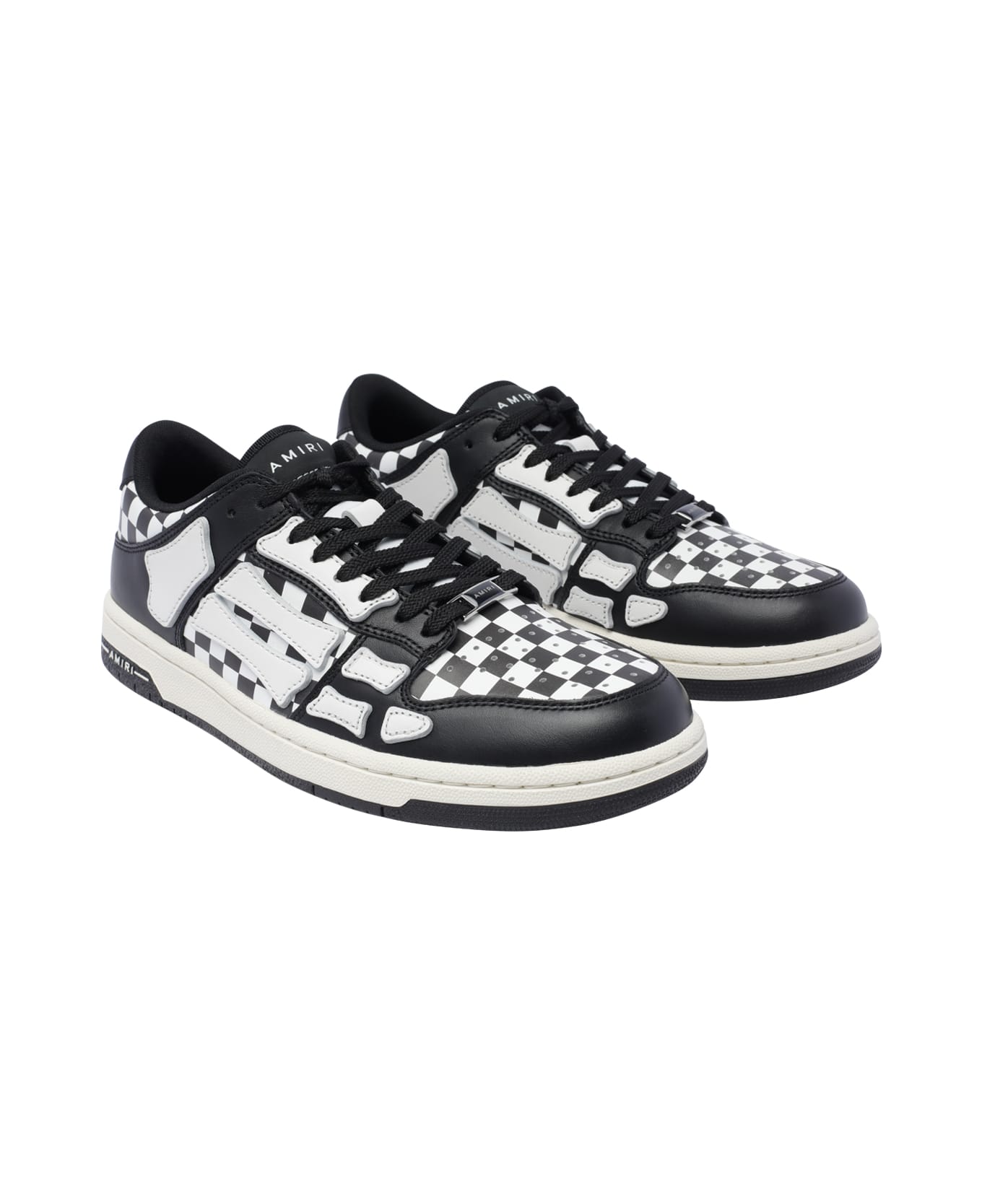 AMIRI Checkered Skel Top Low Sneakers - Black