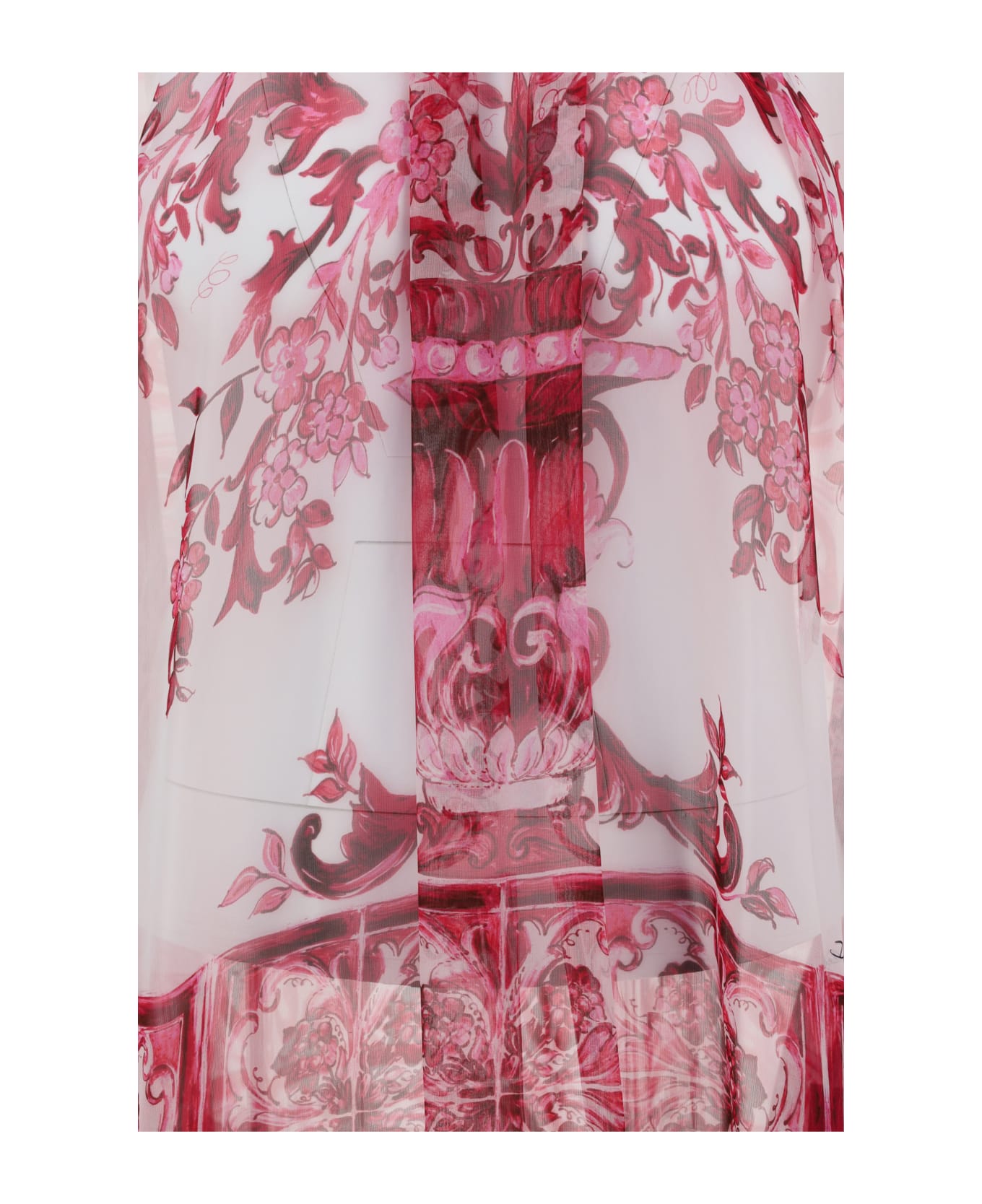 Dolce & Gabbana Majolica Print Belted Blouse - Tris Maioliche Fuxia