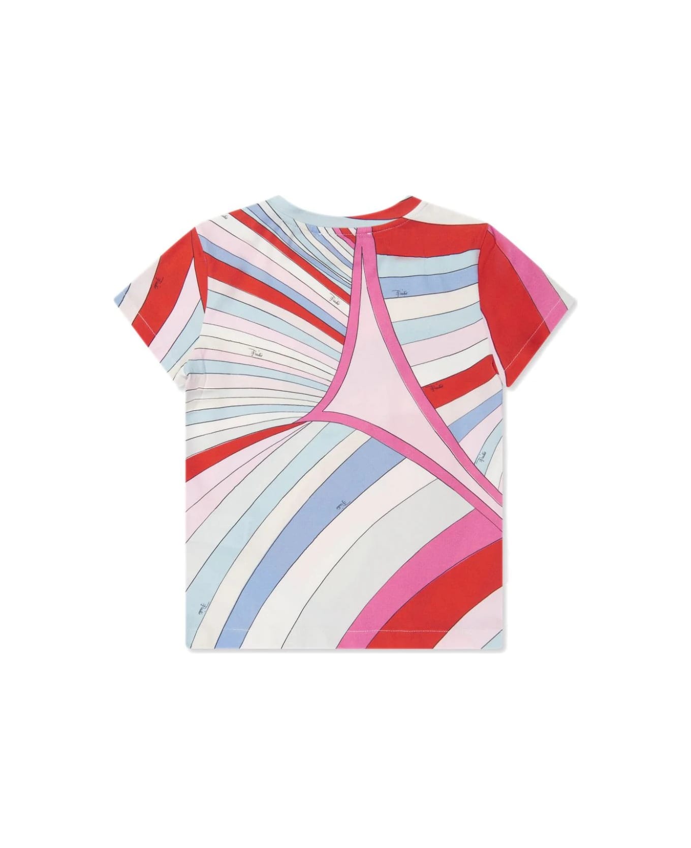 Pucci T-shirt With Fish Motif And Iris Print In Light Blue/multicolour - Mc