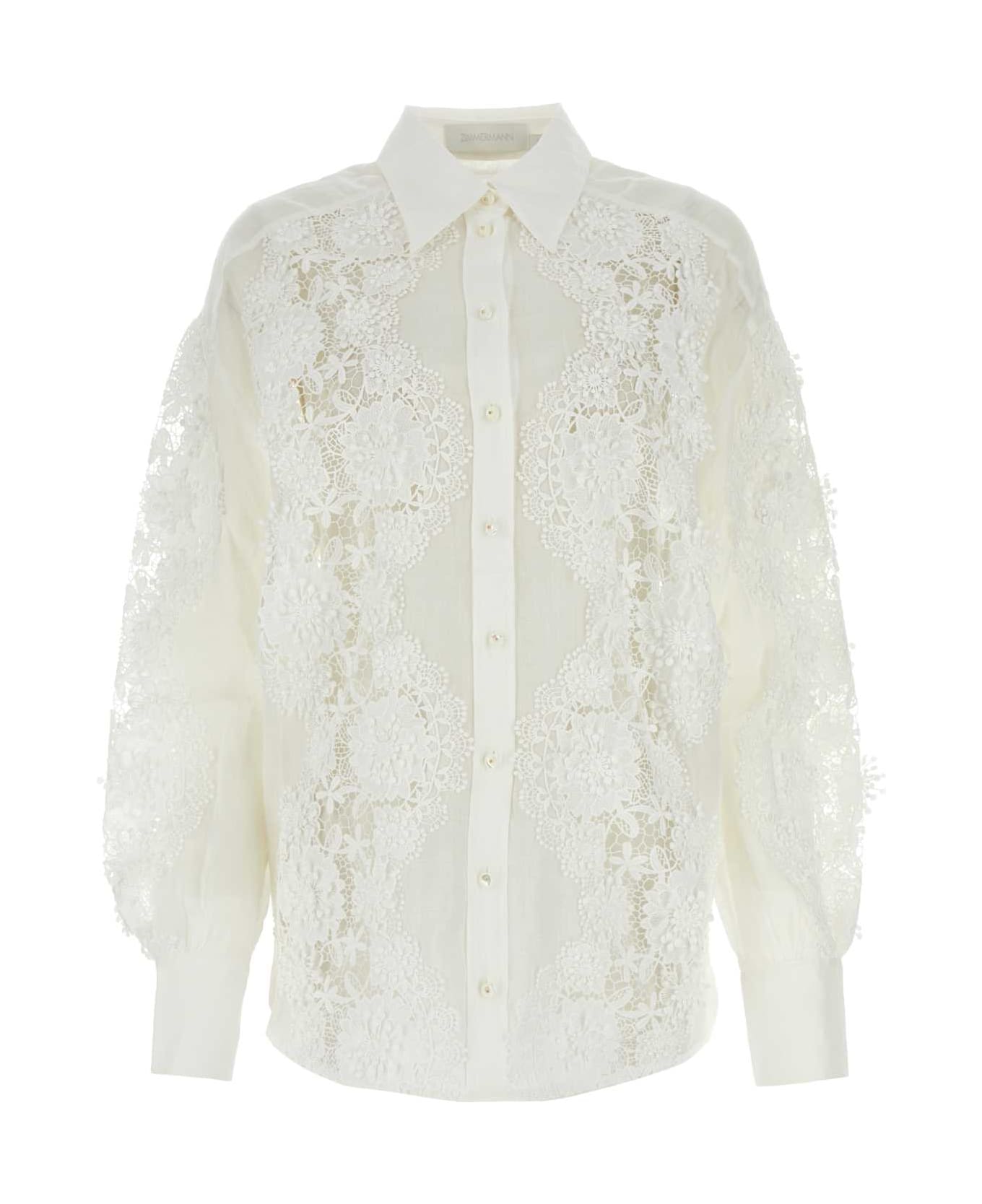 Zimmermann White Ramie Halliday Shirt - IVORY