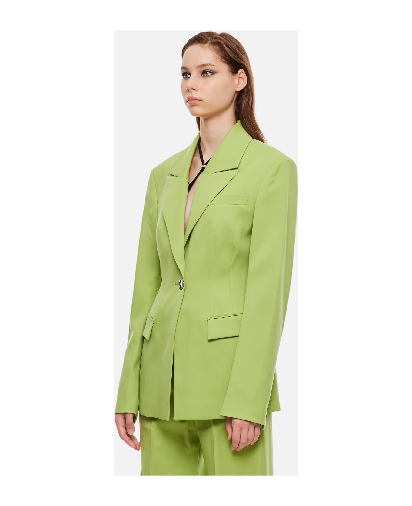 The Attico Gabardine Blue Blazer - Green