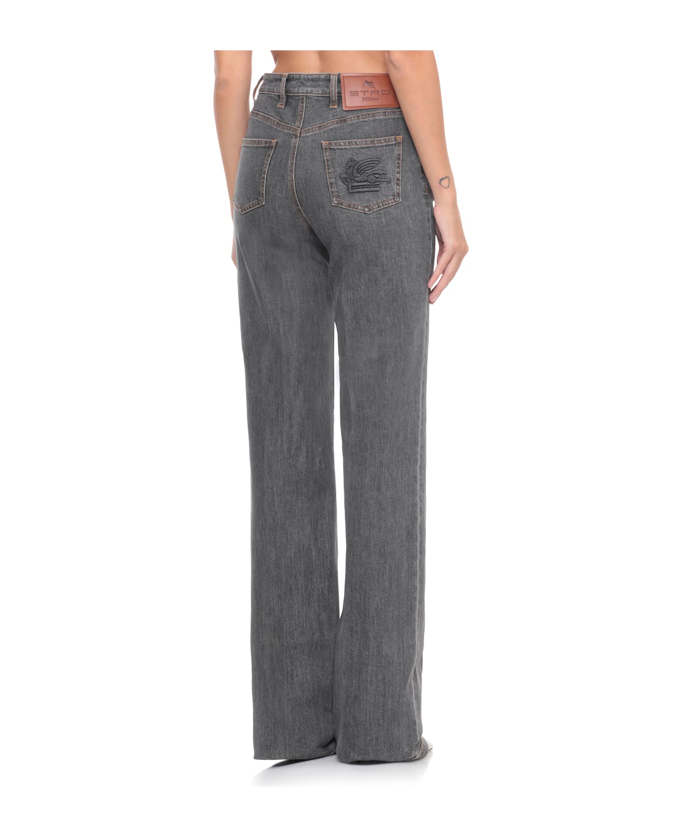Etro Jeans With Embroidery - Grey