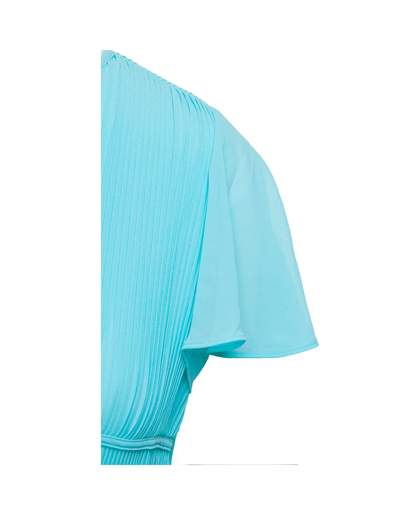 Michael Kors Empire-style Midi Dress In Pleated Fabric - Turquoise ワンピース＆ドレス