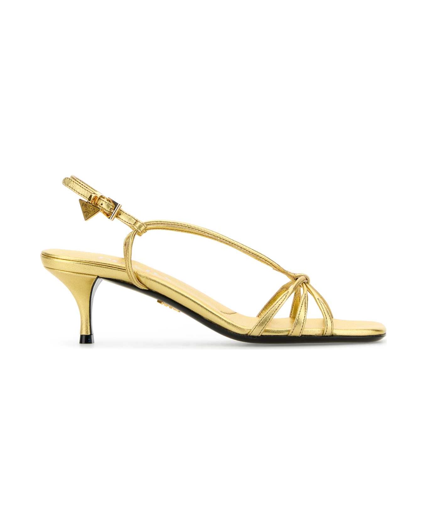 Prada Gold Leather Sandals - ORO