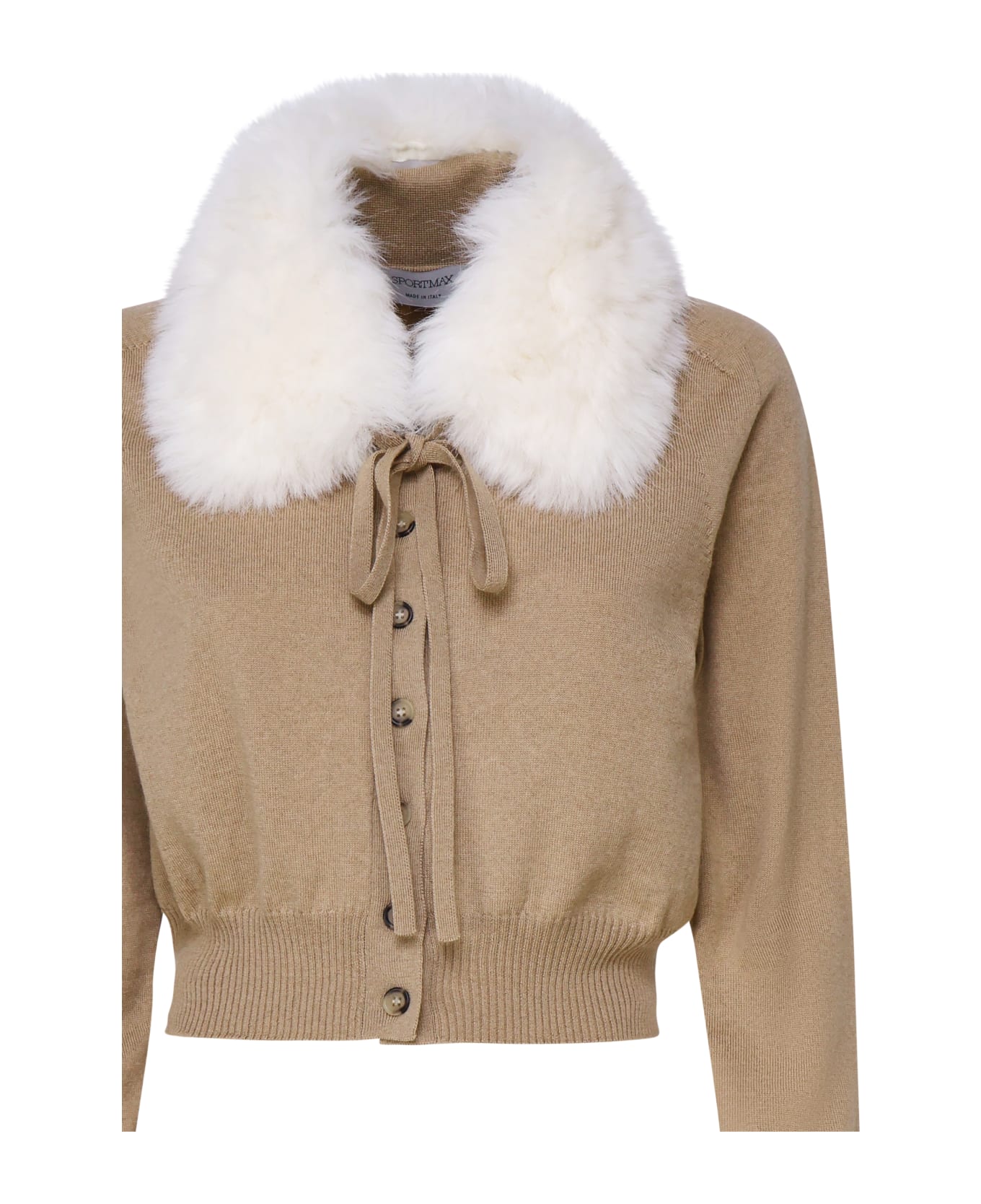 SportMax Sport Knitted And Fur Cardigan - Camel