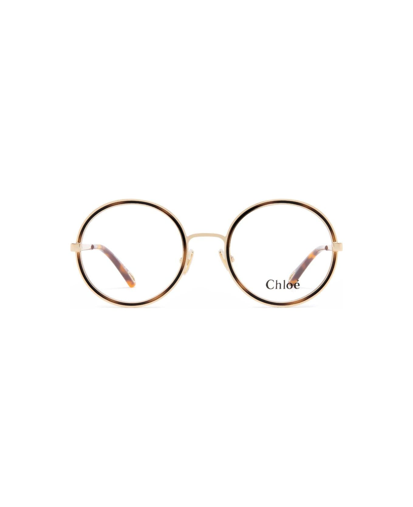 Chloé Eyewear Round Frame Glasses - 002 gold gold transparent