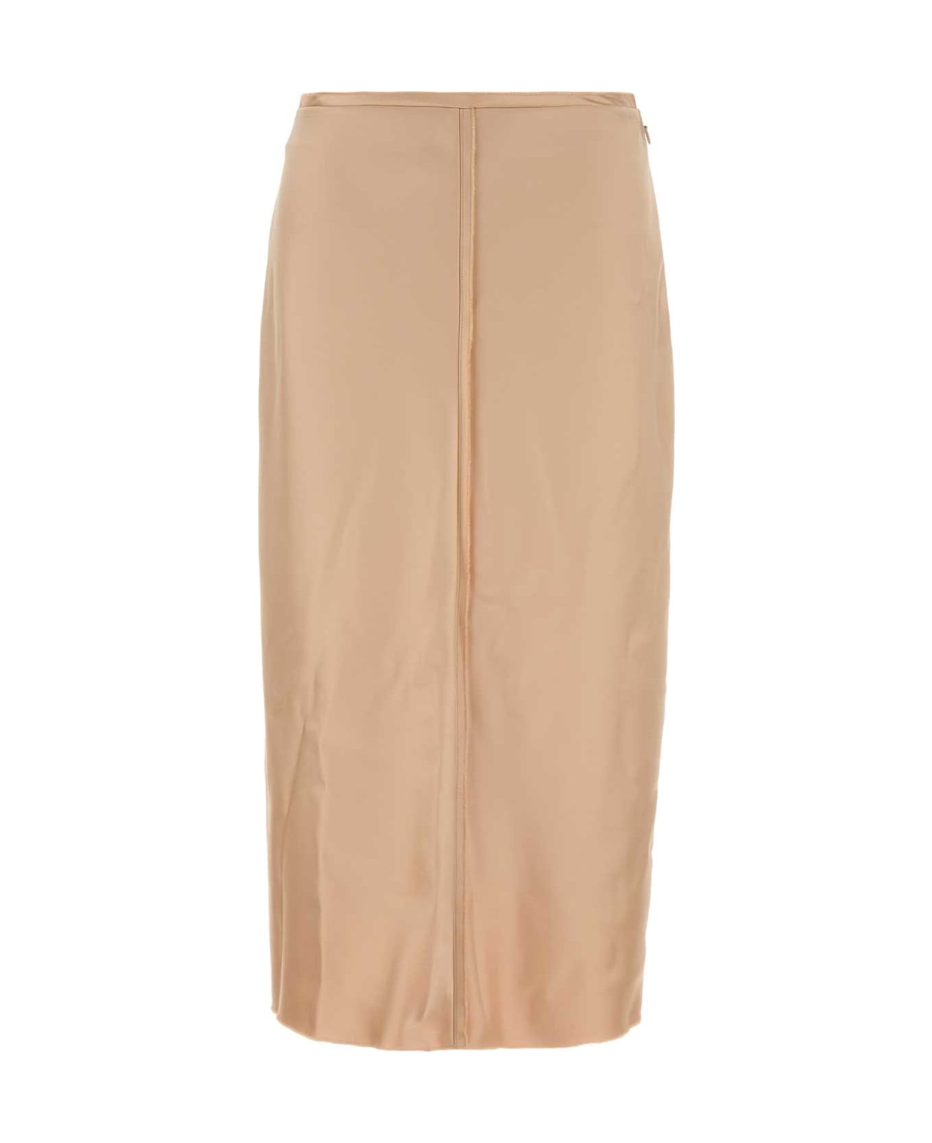 Ami Alexandre Mattiussi Skin Pink Stretch Satin Skirt - POUDRE