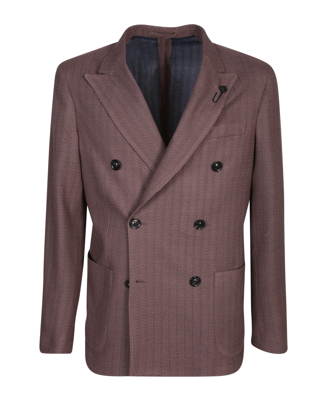 Lardini Jersey Double-breasted Brown Jacket - Brown