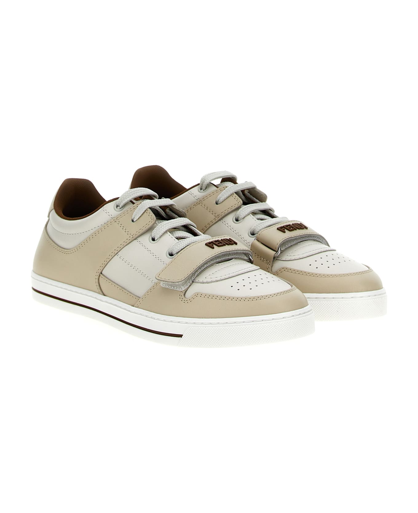 Fendi Leather Sneakers - Beige