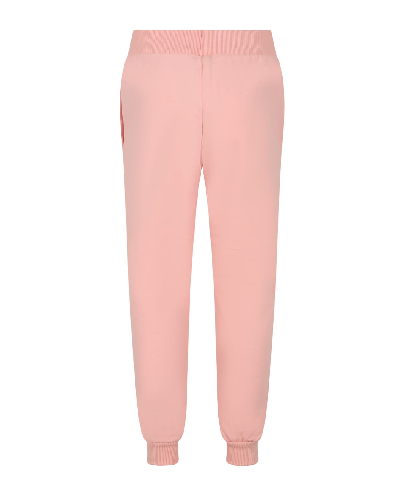 Moschino Pink Trousers For Girl With Logo - Rosa ボトムス
