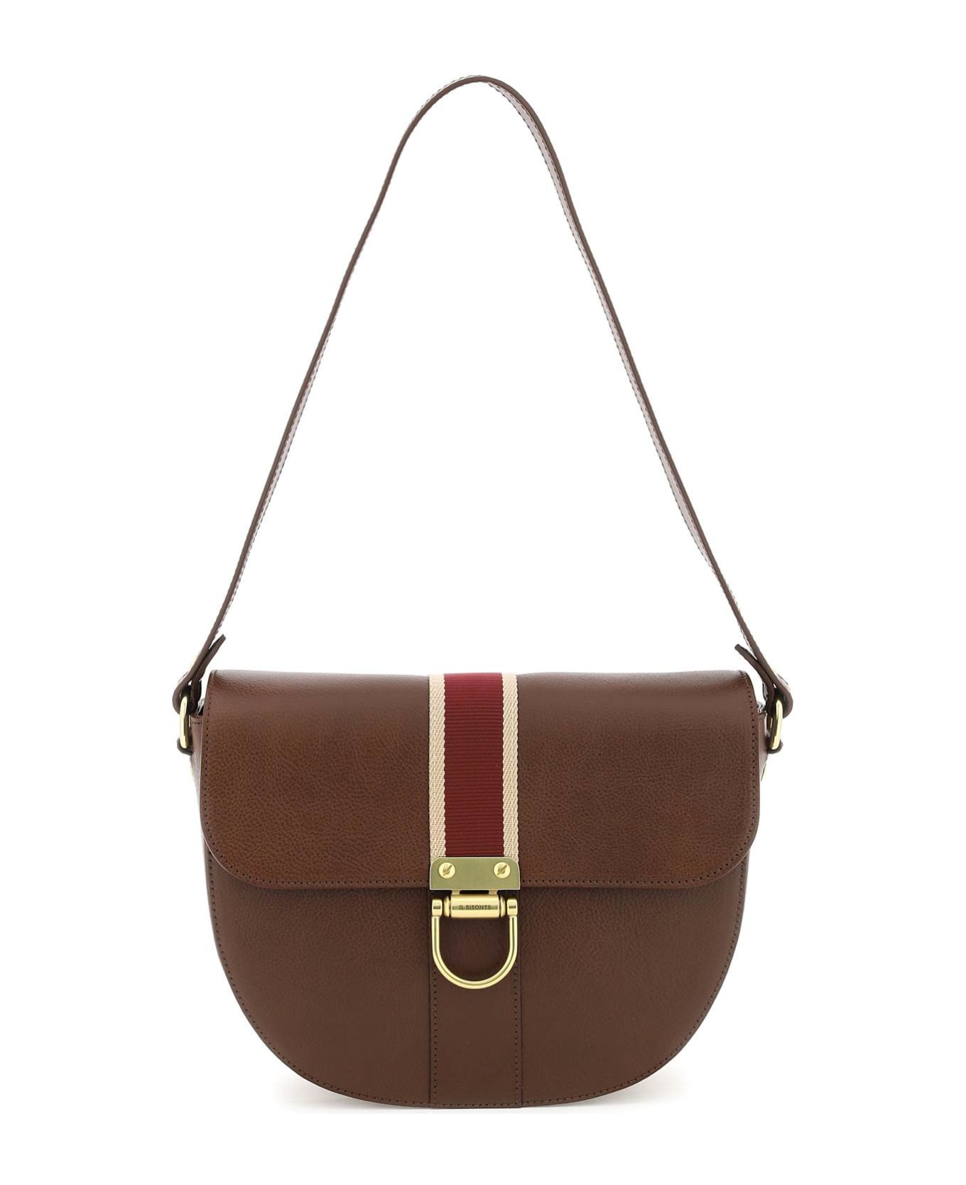 Il Bisonte Leather Shoulder Bag With Ribbon - ARABICA (Brown)