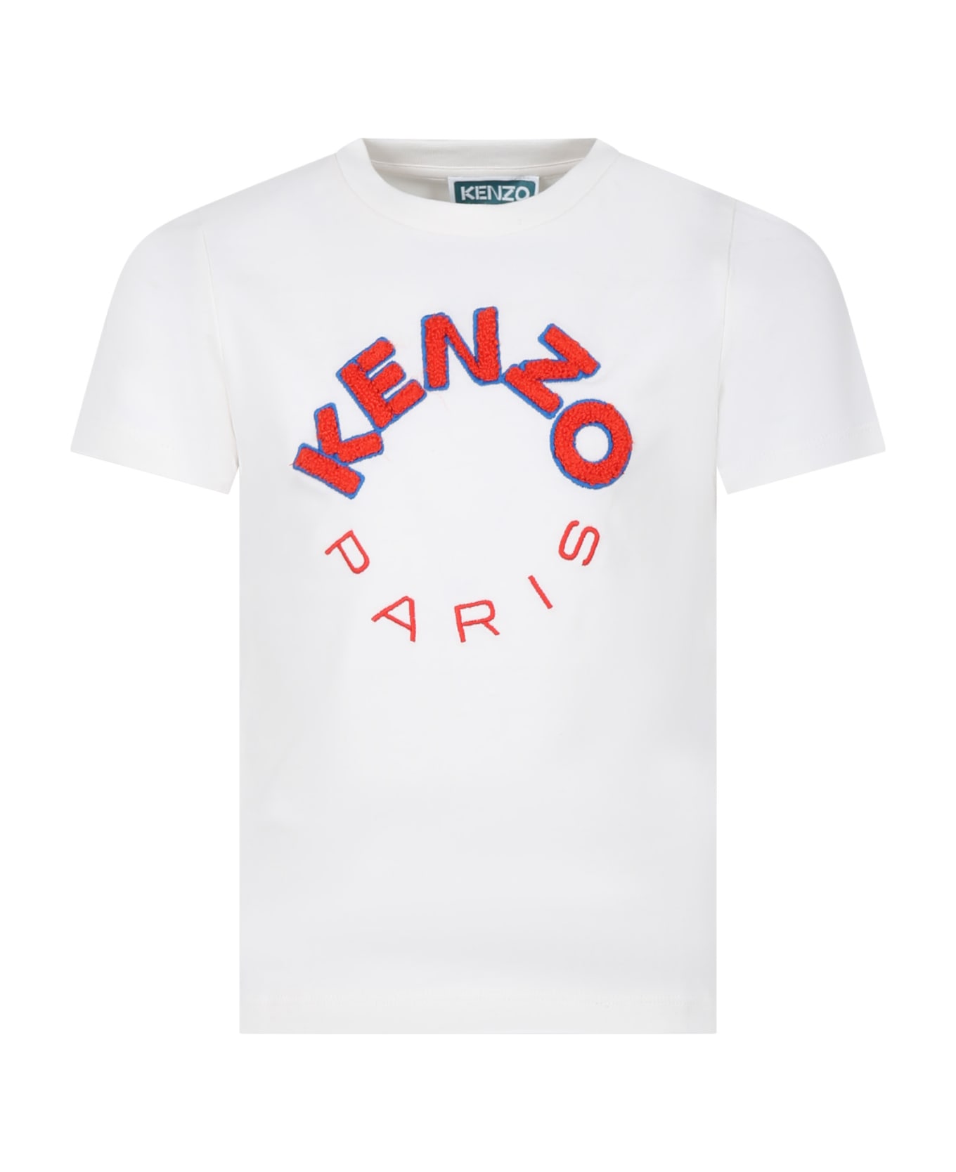 Kenzo Kids White T-shirt For Boy With Logo - Avorio