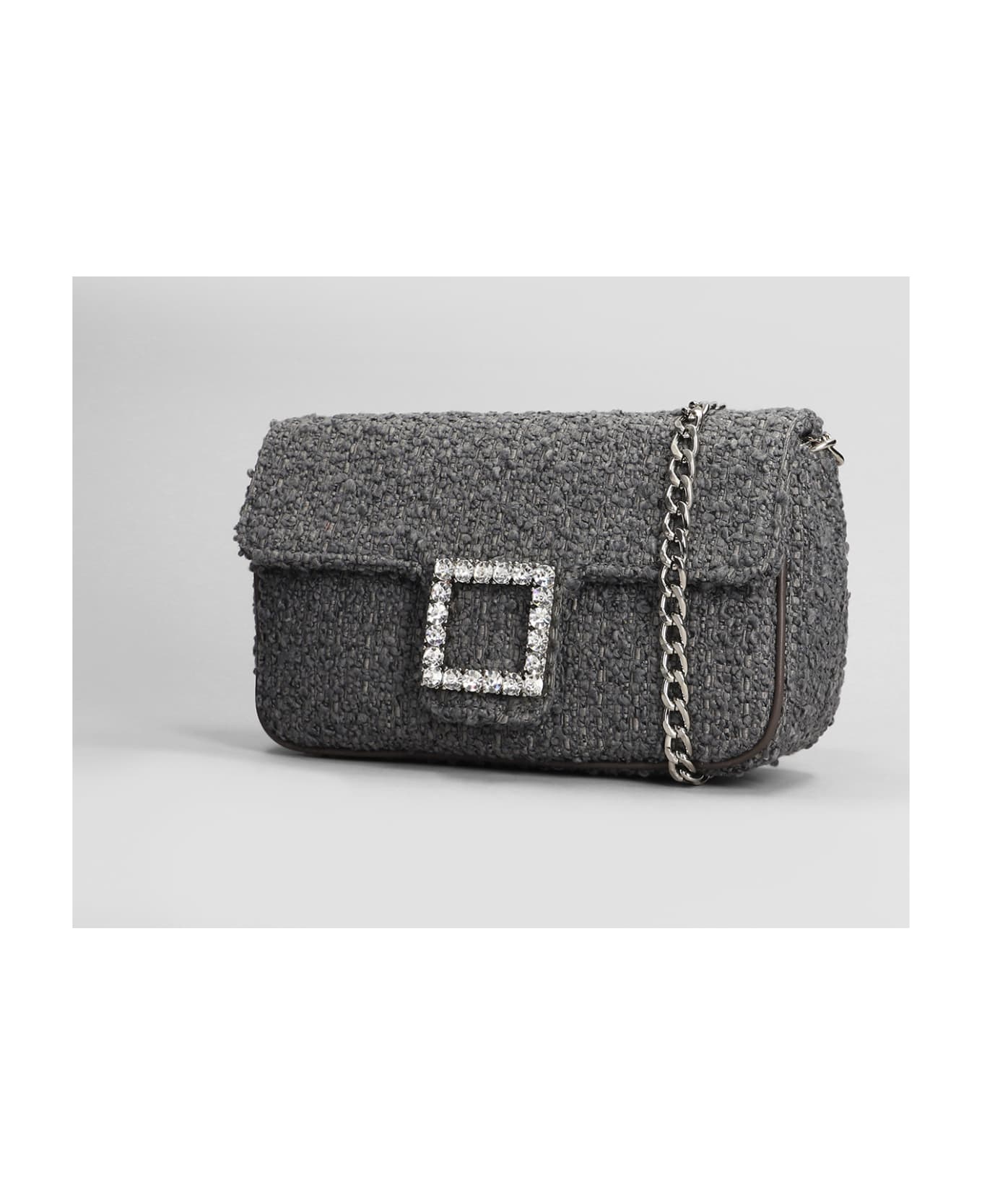 Roberto Festa Lunette Shoulder Bag In Grey Wool - grey