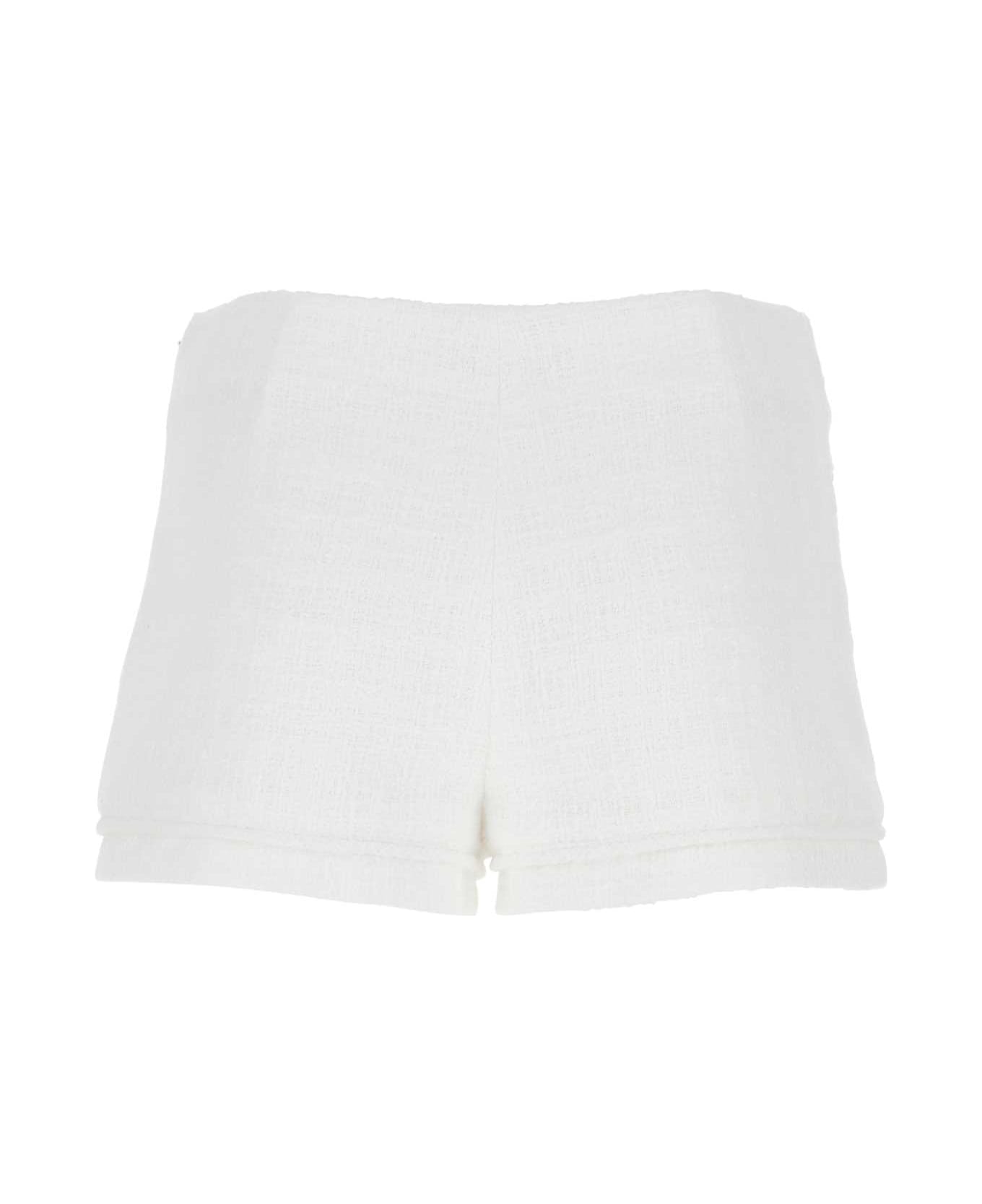 Valentino Garavani White Cotton Couture Tweed Shorts - BIANCOOTTICO