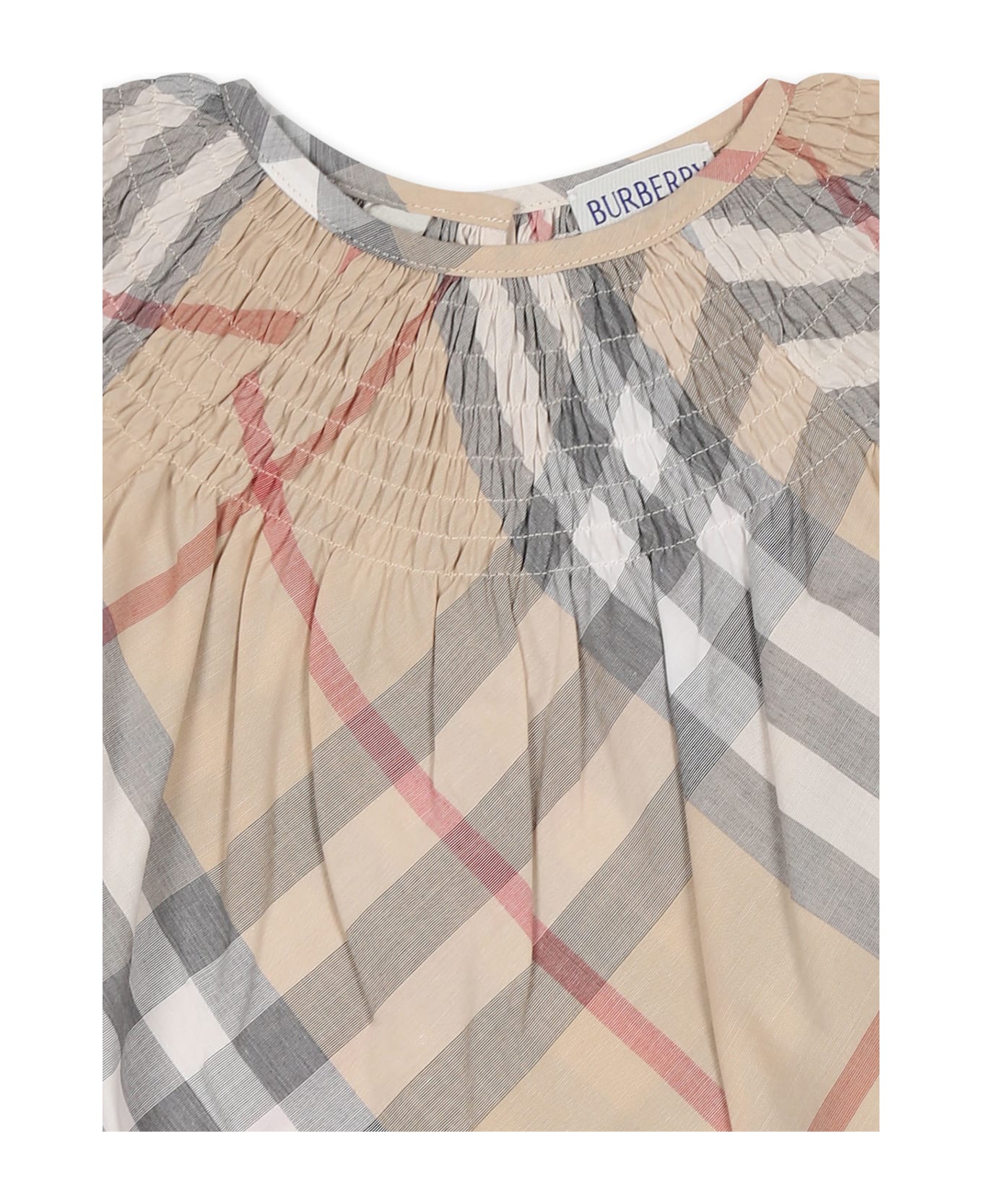 Burberry Beige Top For Baby Girl With Vintage Check - Beige