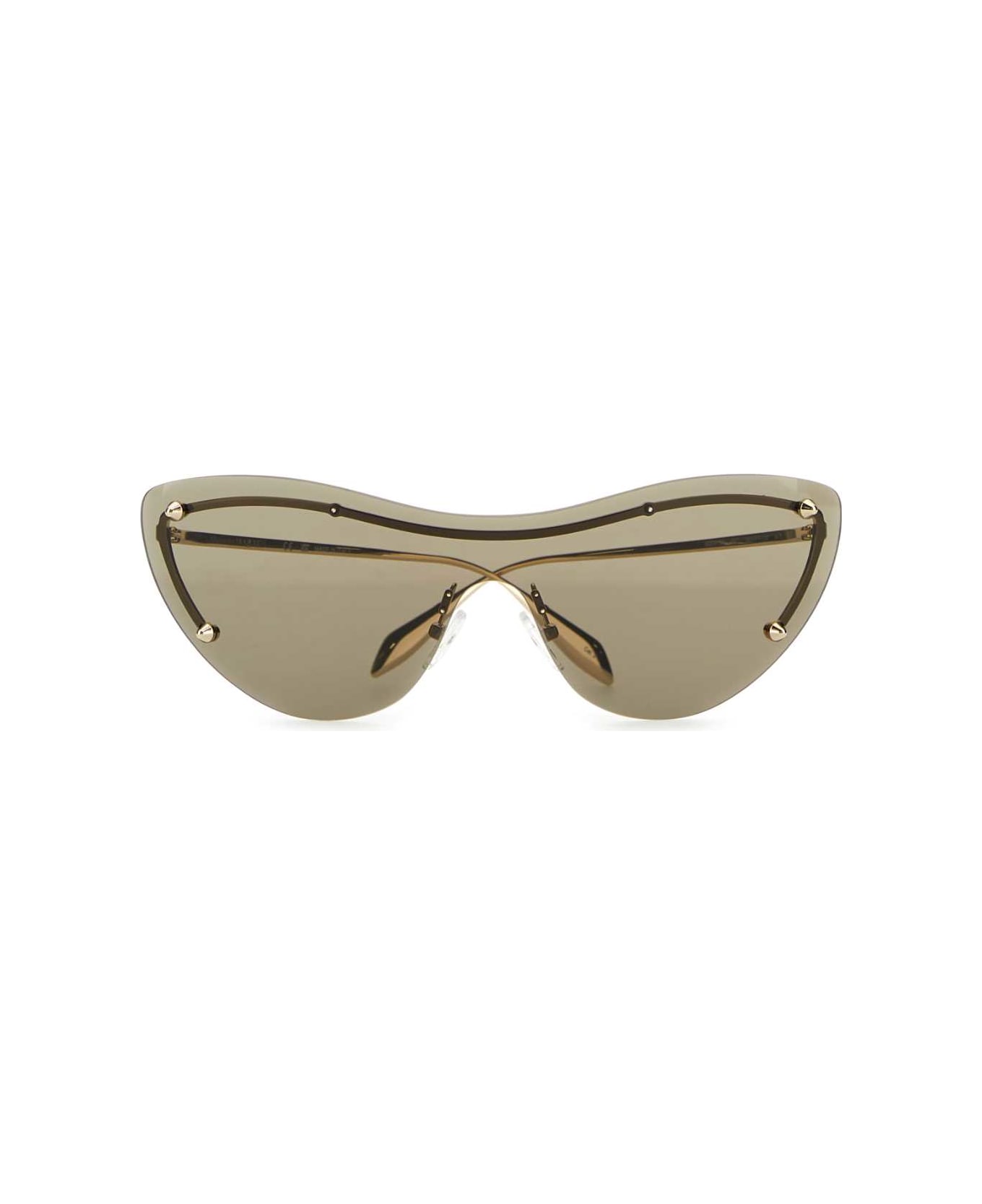Alexander McQueen Gold Metal Spike Studs Sunglasses - GOLD-GOLD-BROWN