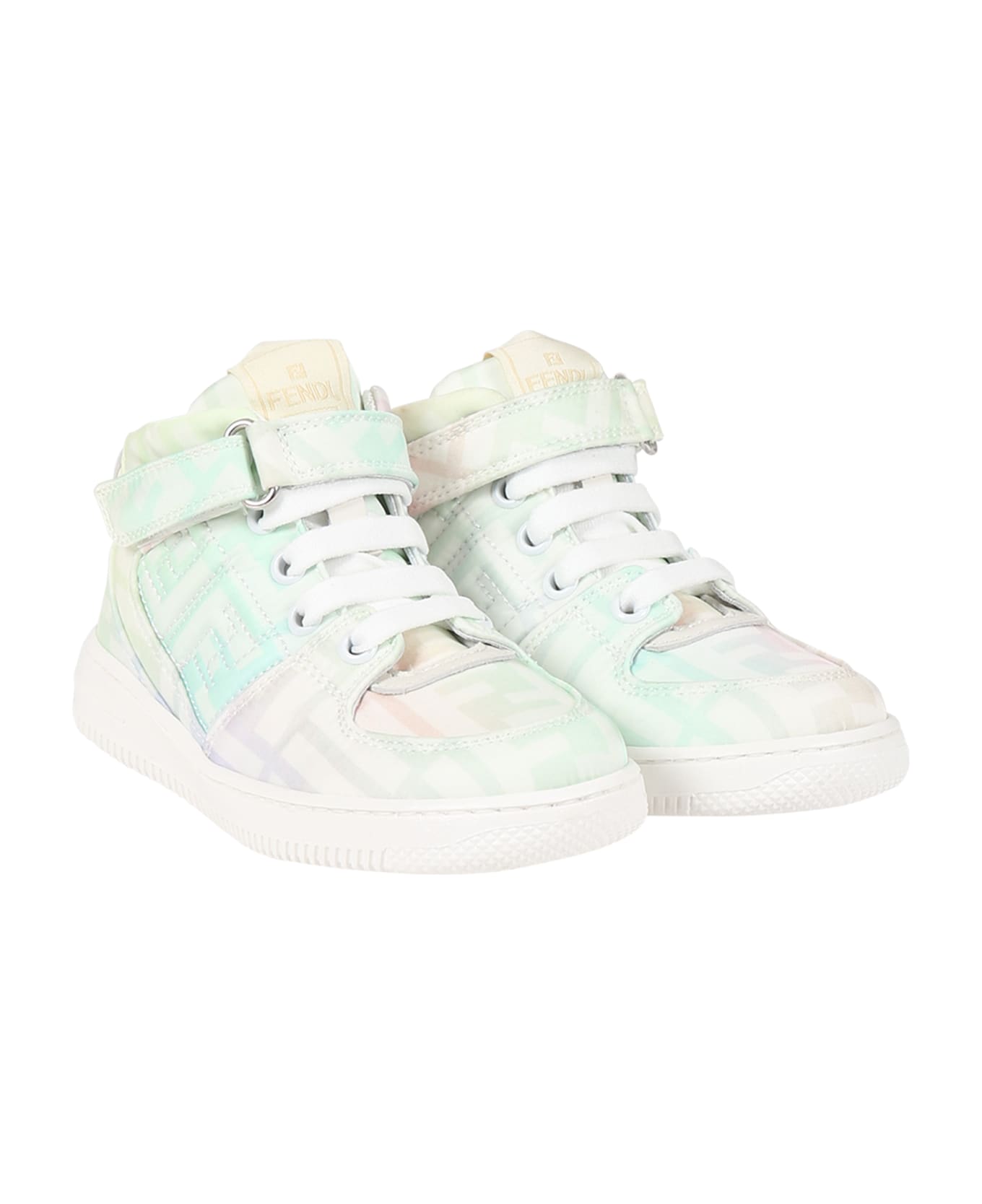 Fendi Multicolor Sneakers For Baby Girl With Double Ff - Multicolor