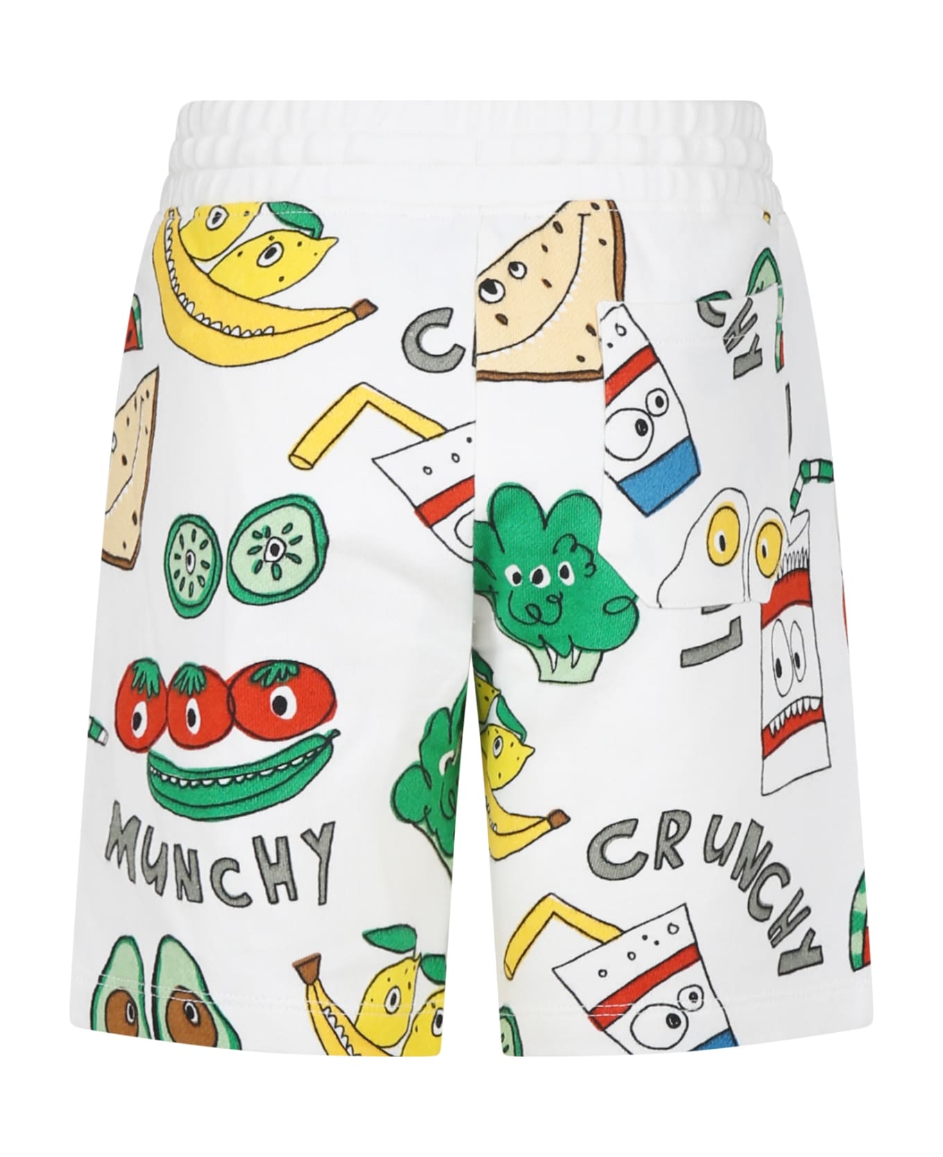 Stella McCartney Kids White Shorts For Boy With Multicolor Print - White ボトムス