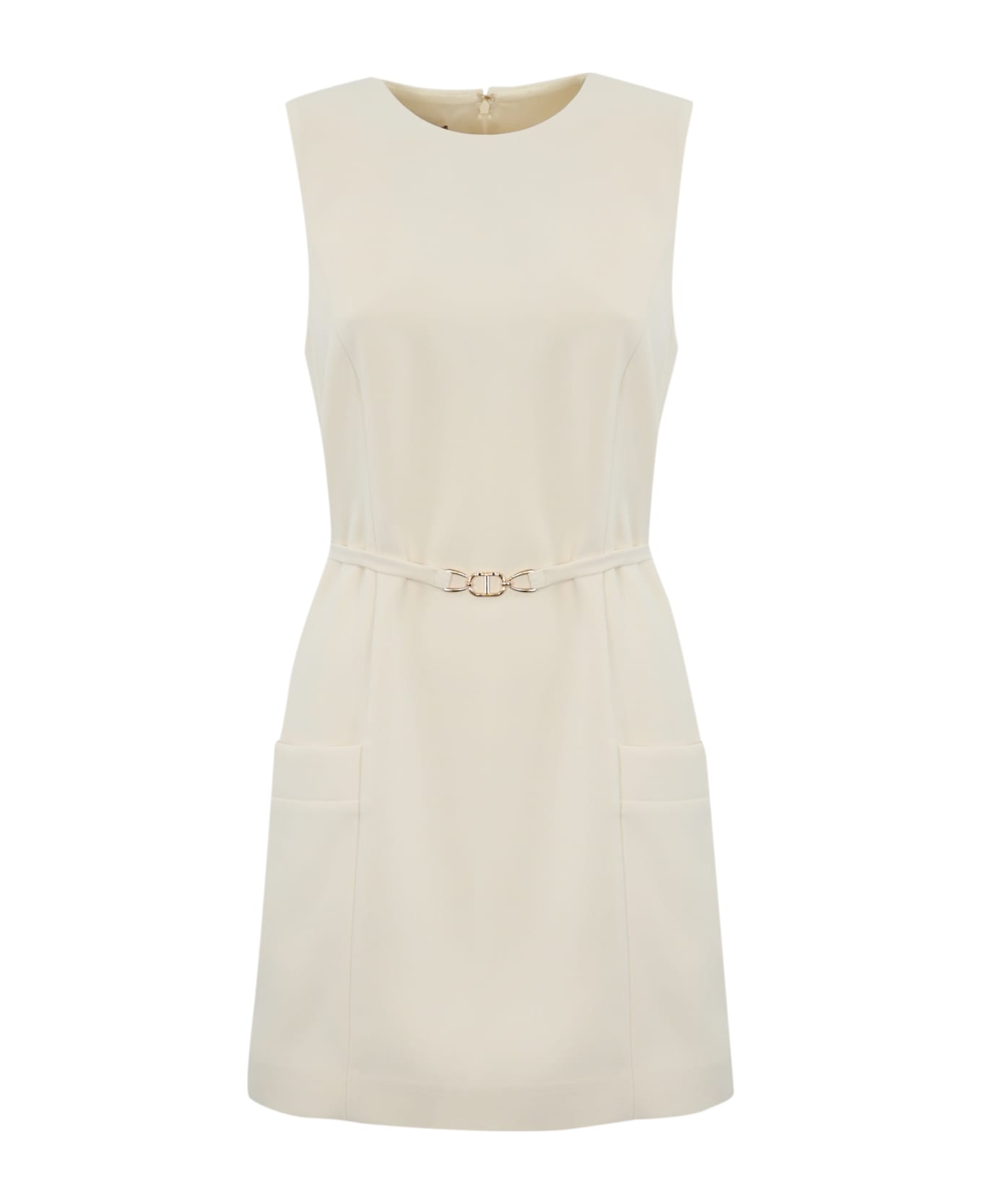 TwinSet Fluid Crepe Tunic With Oval-t Belt - Madreperla
