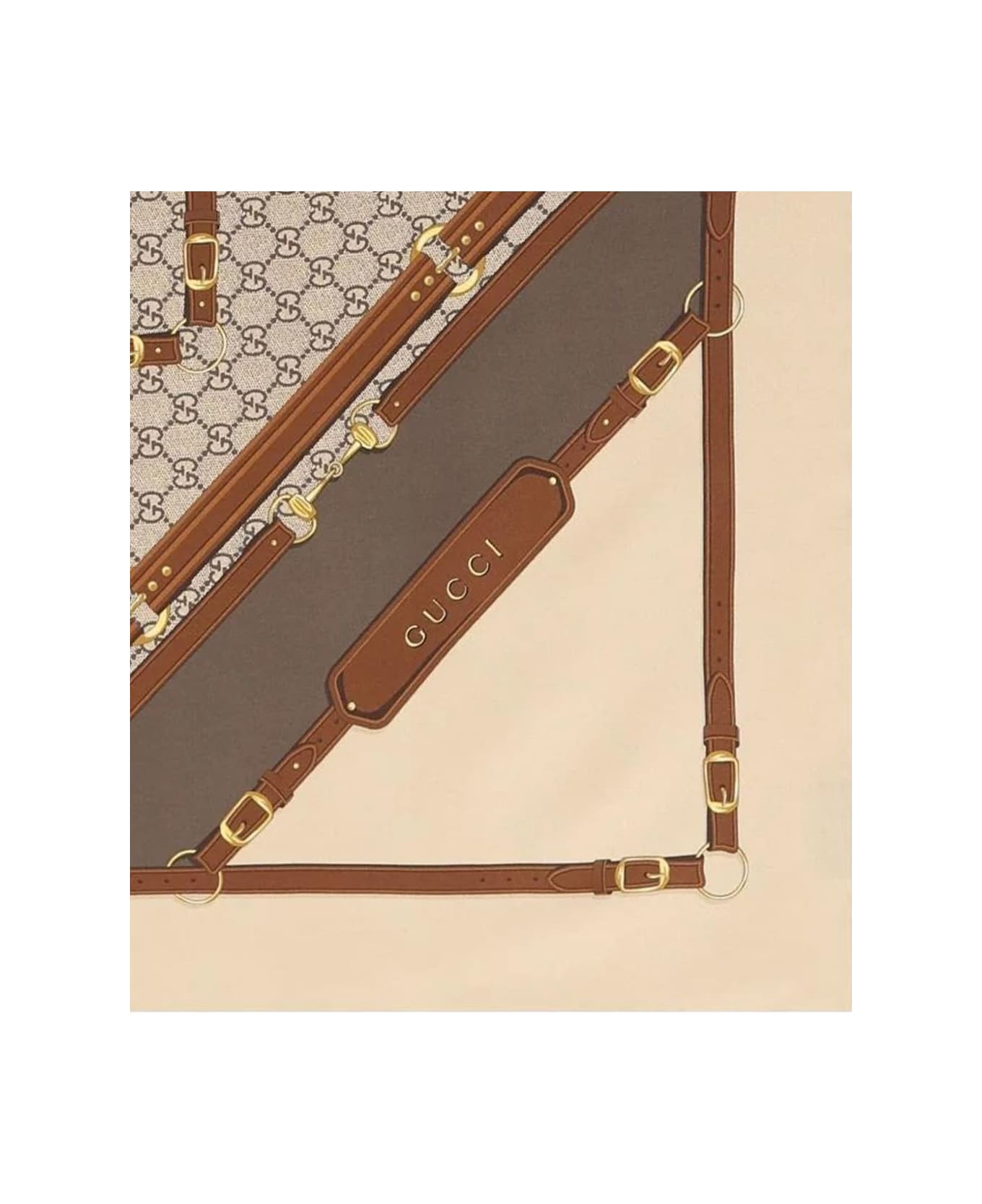 Gucci Printed Silk Foulard - Camel