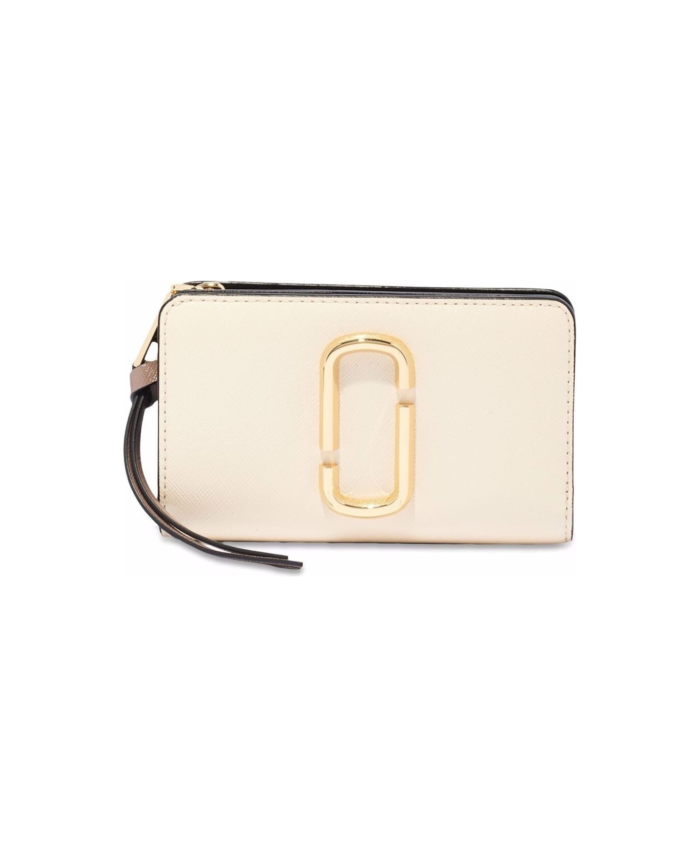 Marc Jacobs The Compact Wallet Wallet In Beige Leather - White