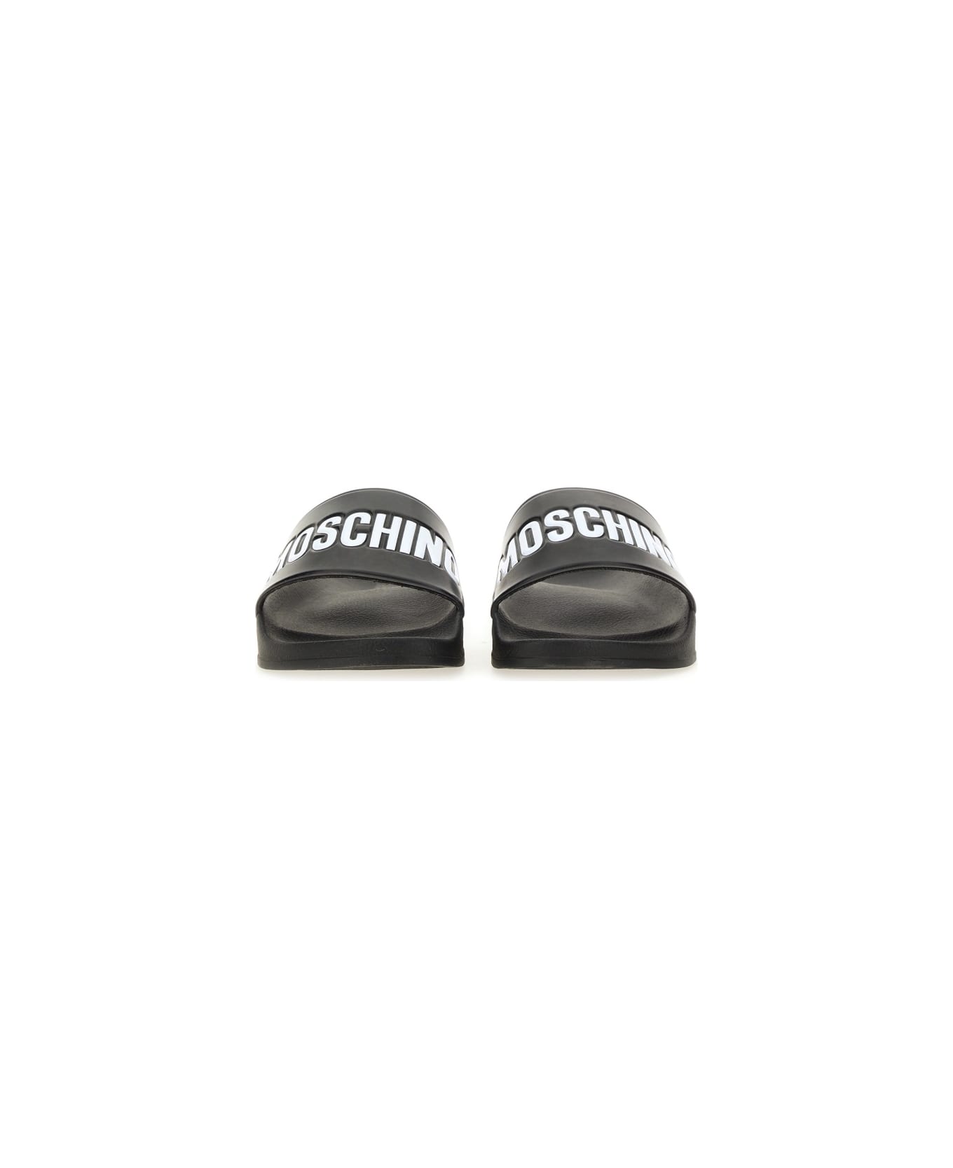 Moschino Slip-on Slipper With Logo - BLACK