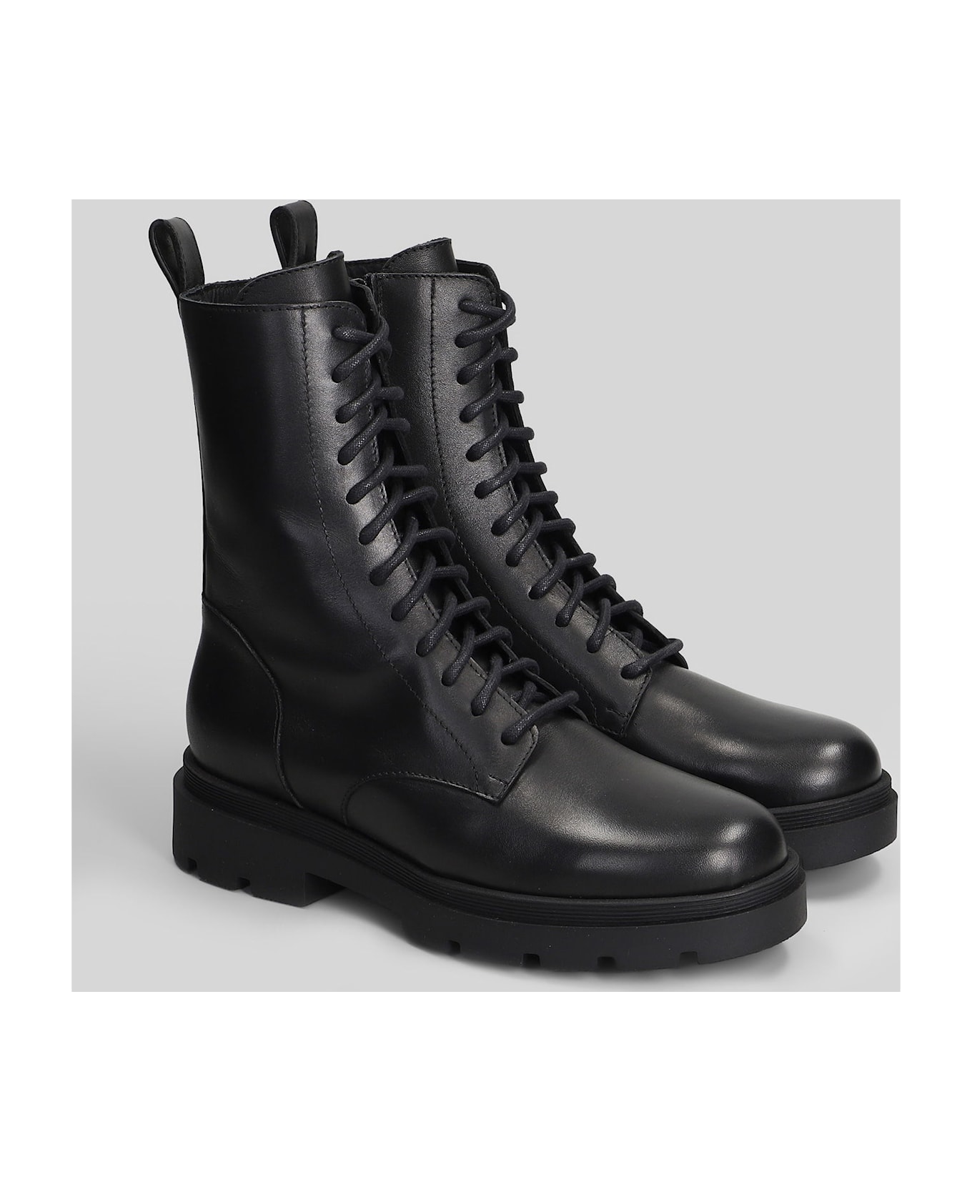 Fabio Rusconi Combat Boots In Black Leather - black