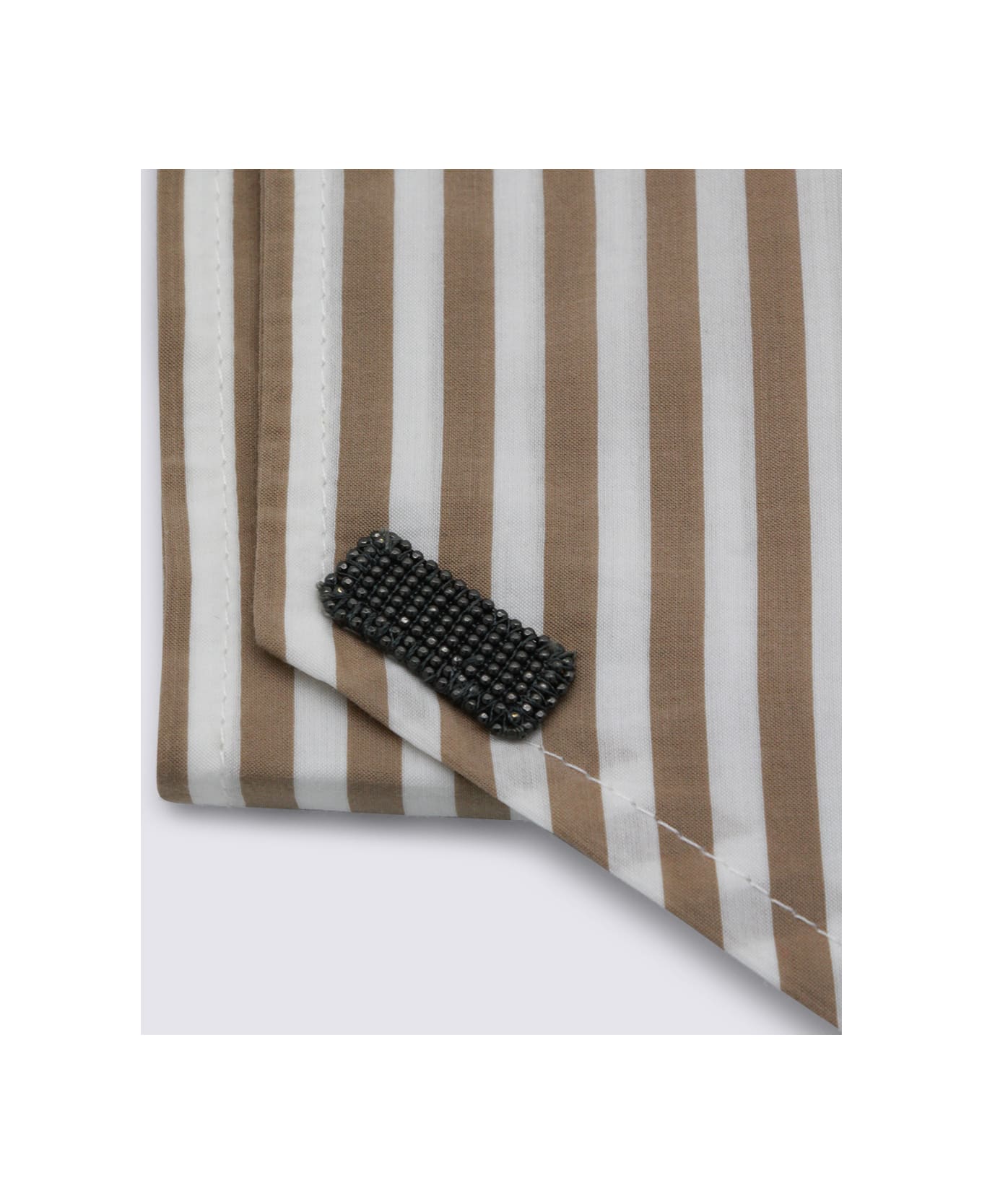 Brunello Cucinelli White And Beige Cotton Scarf - White