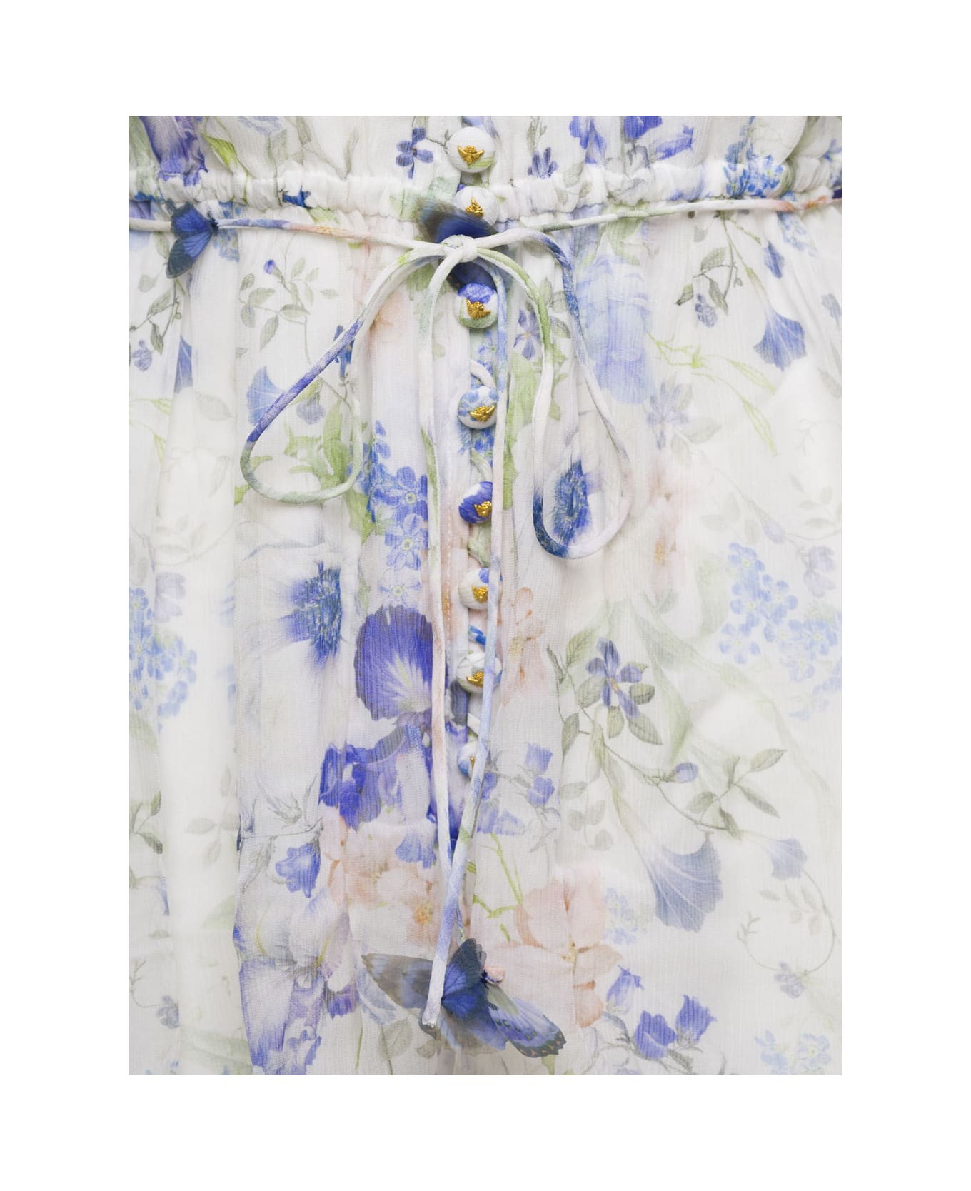 Zimmermann Multicolor Natura Flutter Playsuit With Garden Print All-over In Viscose Woman - Multicolor ワンピース＆ドレス