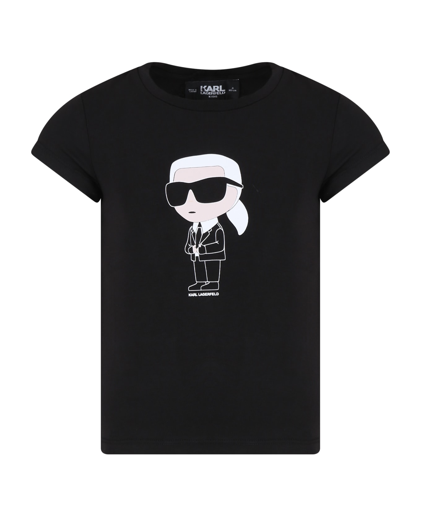 Karl Lagerfeld Kids Black T-shirt For Girl With Karl Lagerfeld Print And Logo - Black