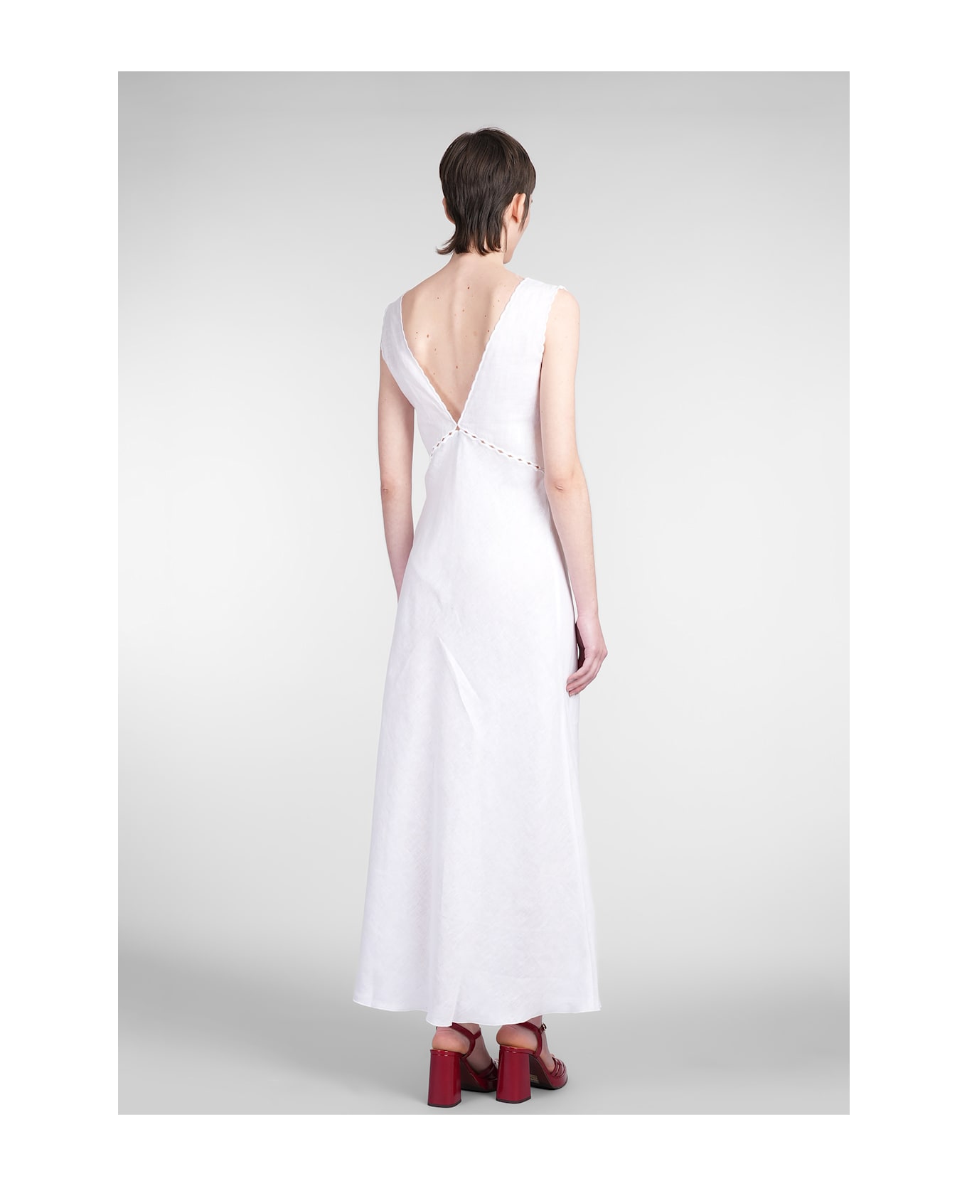 Holy Caftan Athina Long Dress In White Linen - white
